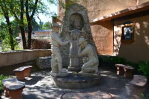 Three Cultures Monument at the Santuario de Chimayó in Chimayó, New Mexico