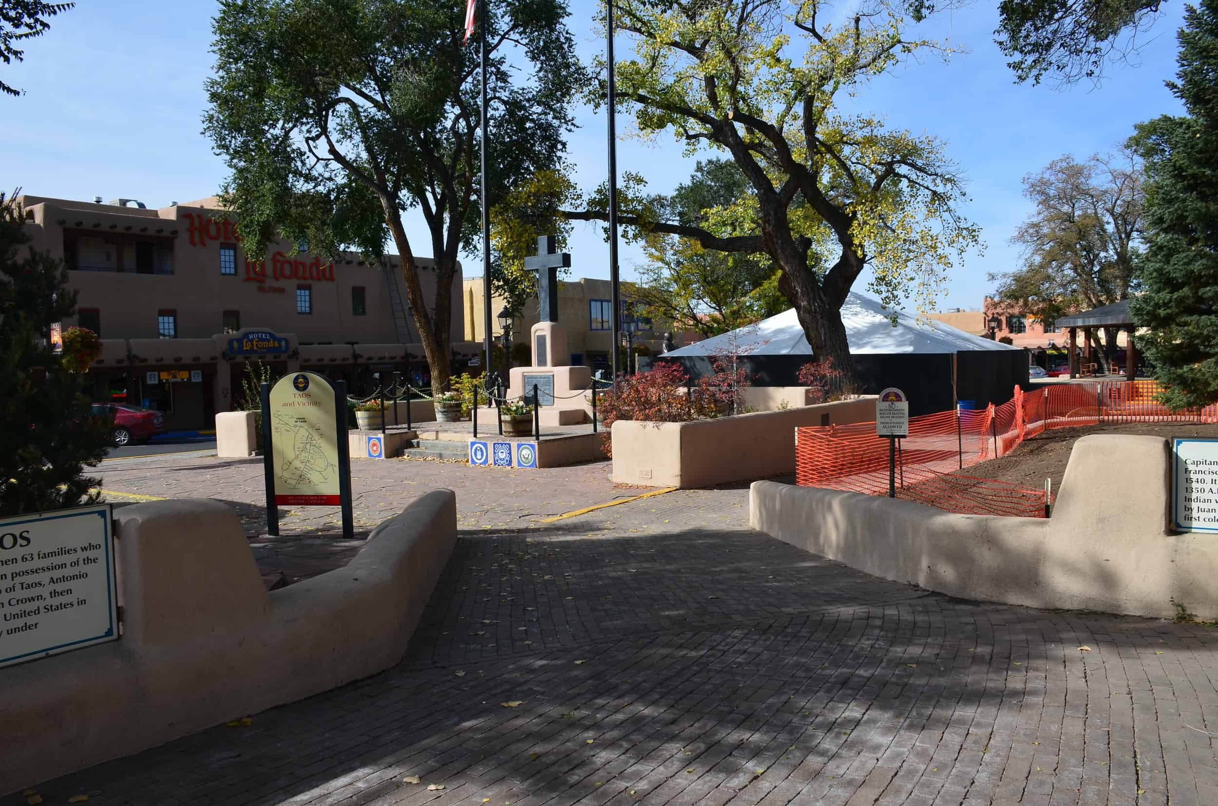Taos Plaza in the Downtown Taos Historic District of Taos, New Mexico