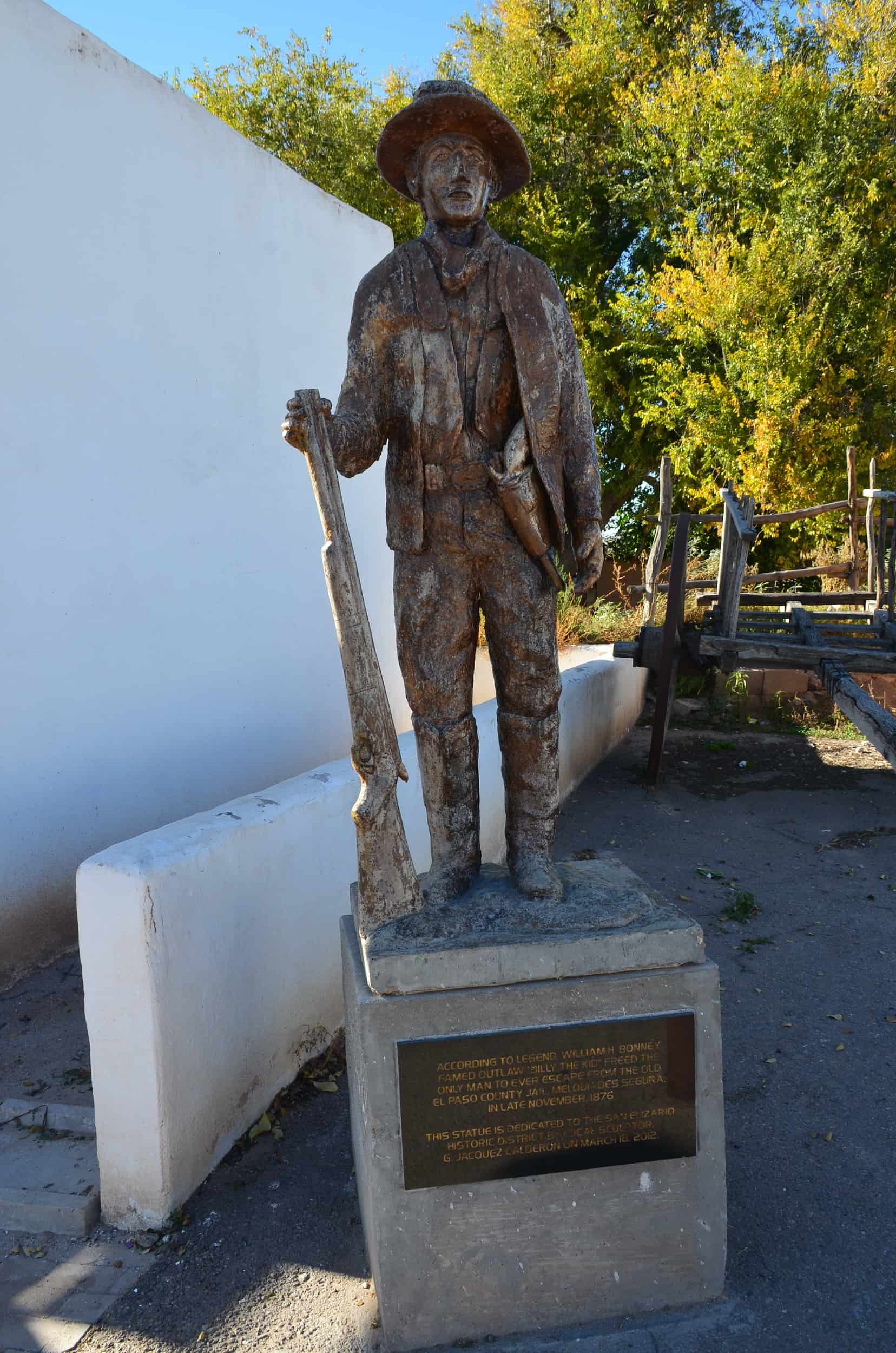 Statue of Billy the Kid at the Old El Paso County Jail in San Elizario, Texas