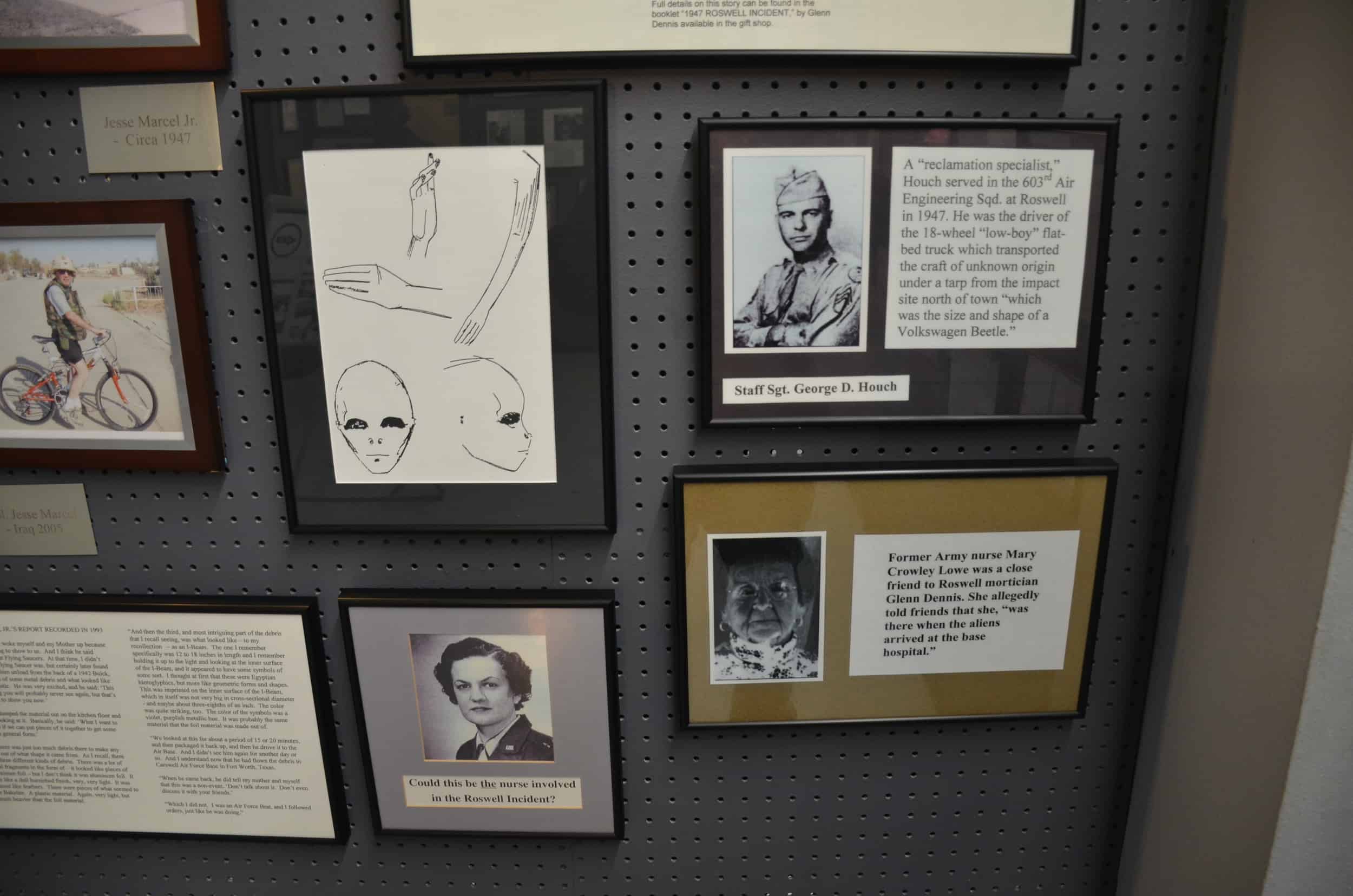 People involved in the Roswell incident at the International UFO Museum and Research Center in Roswell, New Mexico