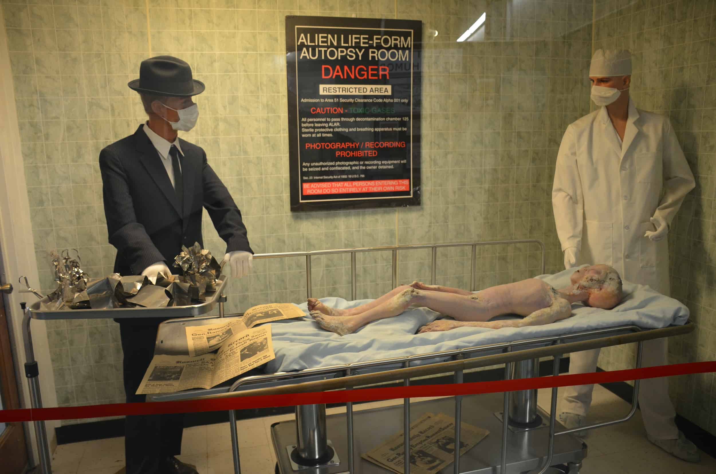 Alien autopsy at the International UFO Museum and Research Center in Roswell, New Mexico