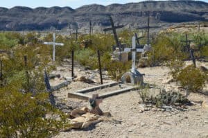 Simple graves at the Terlingua Cemetery in Terlingua, Texas