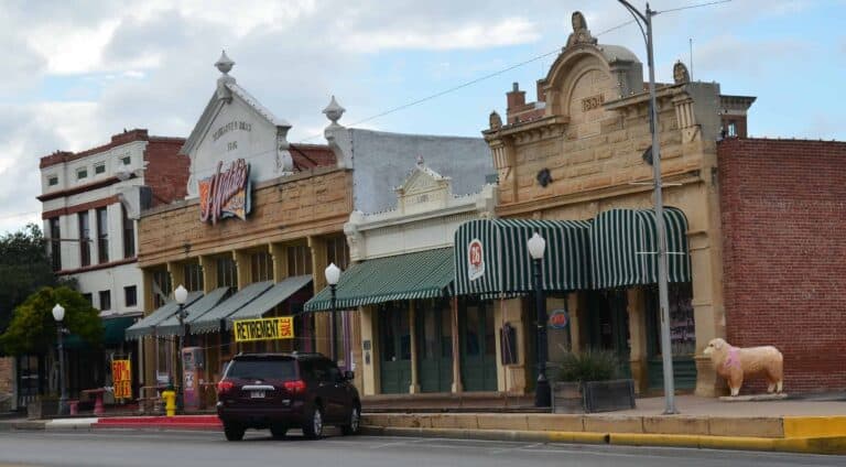 From left to right: Miss Hattie's Bordello Museum, Schwartz & Raas Building, Johnson & Taylor Building, and Miss Hattie's Restaurant