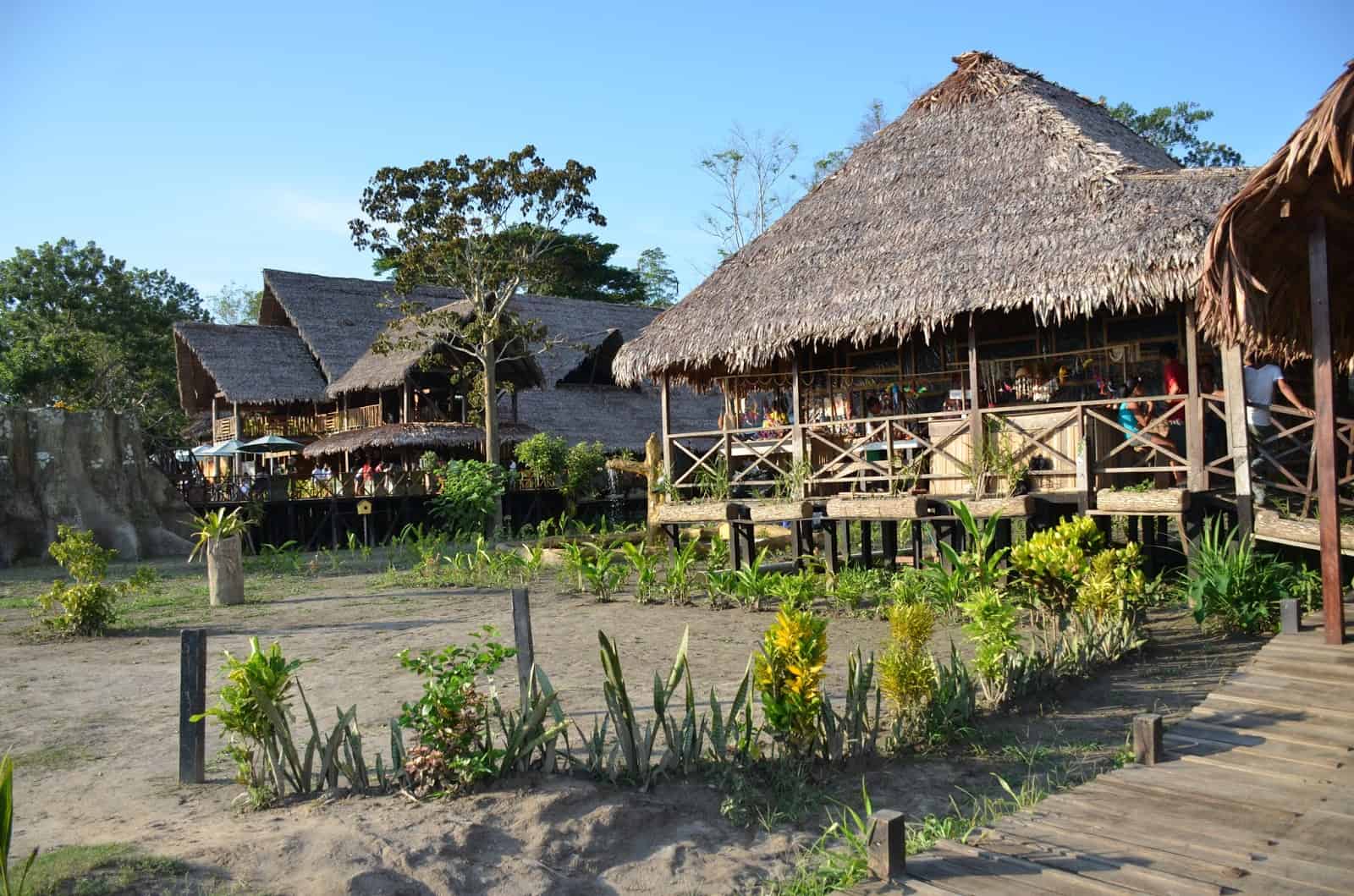Wooden buildings at On Vacation Hotel Amazon Colombia Amazonas