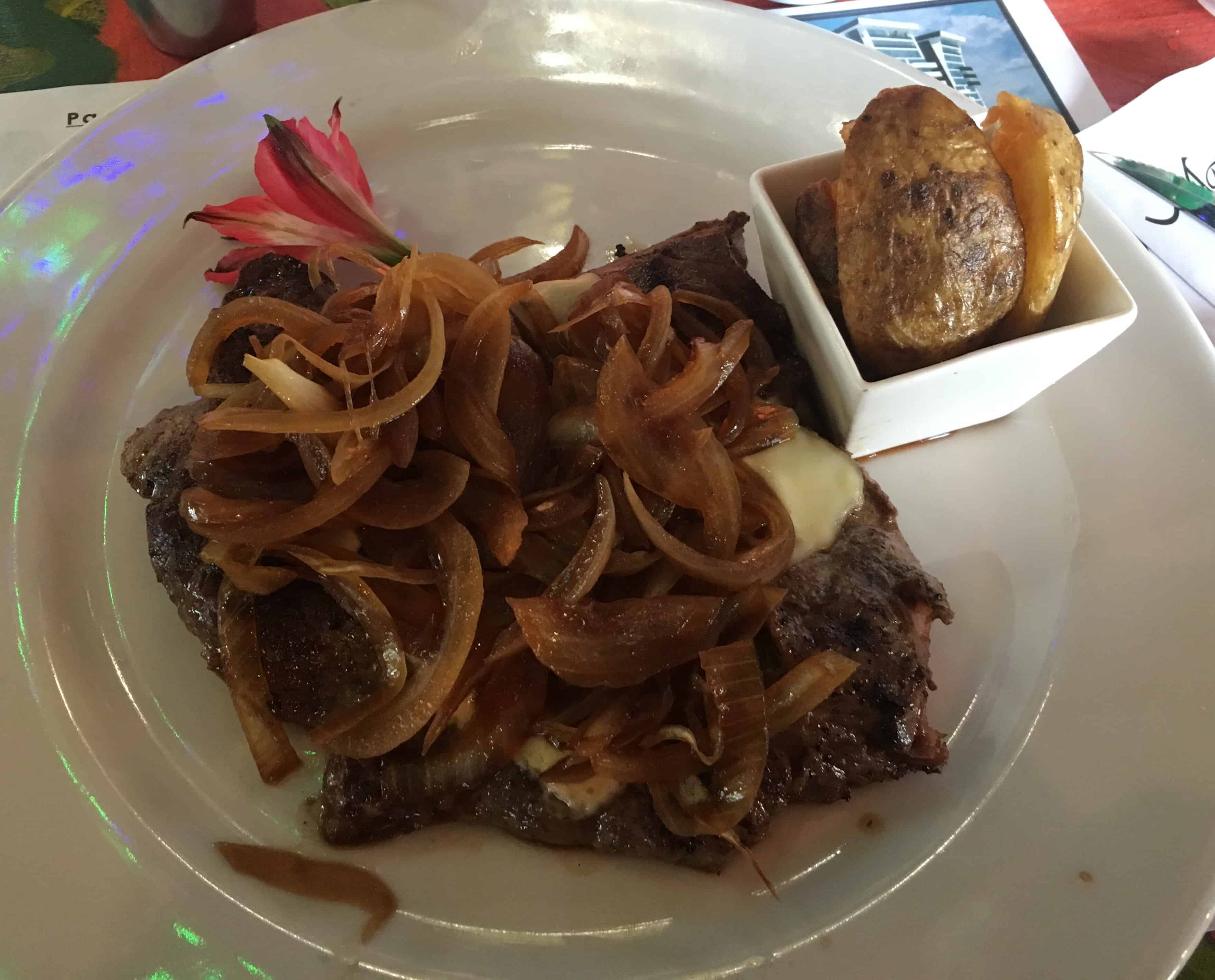 Steak with onions at El Solar