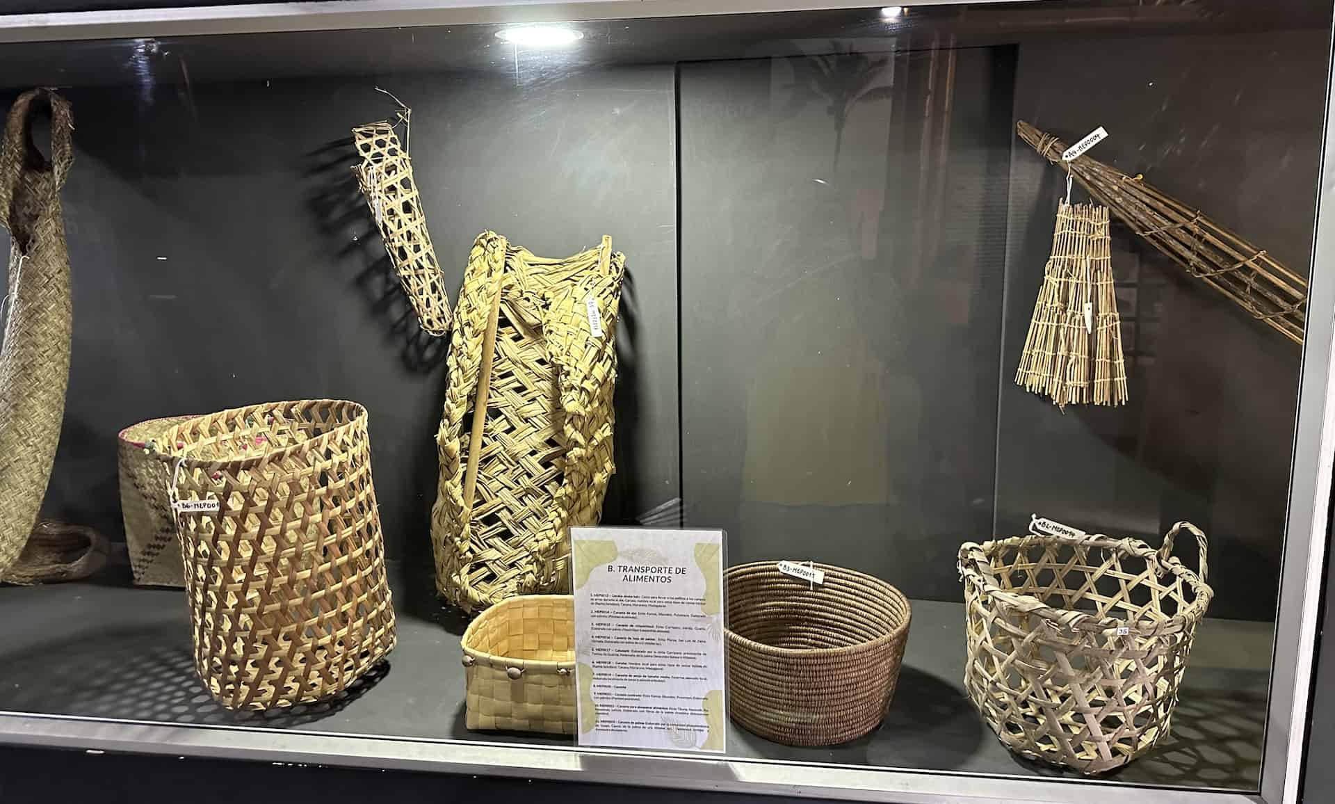 Storage and transport items at the Ethnobotanic Palm Museum