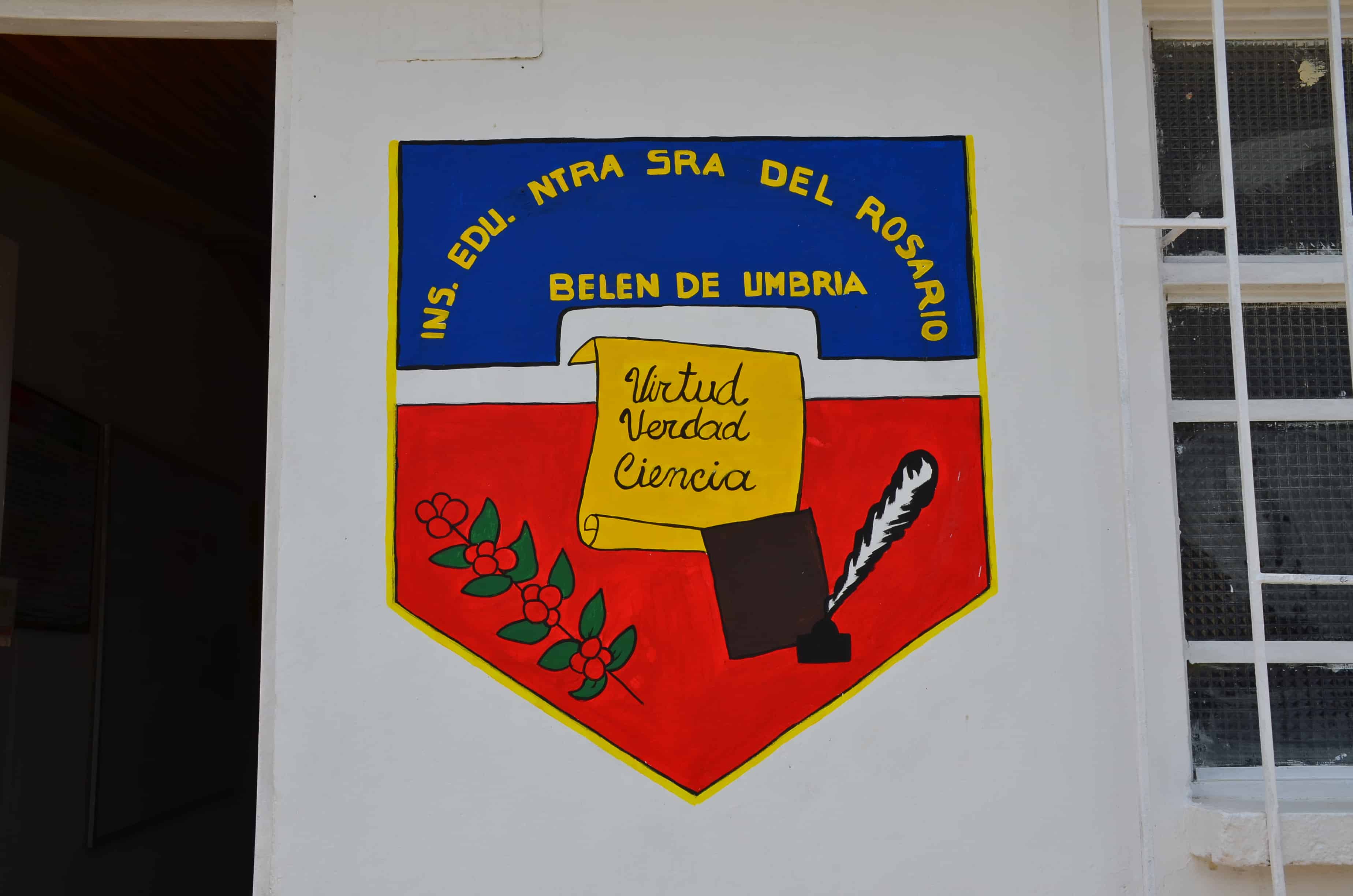 School shield at Andrés Escobar School in Belén de Umbría, Risaralda, Colombia