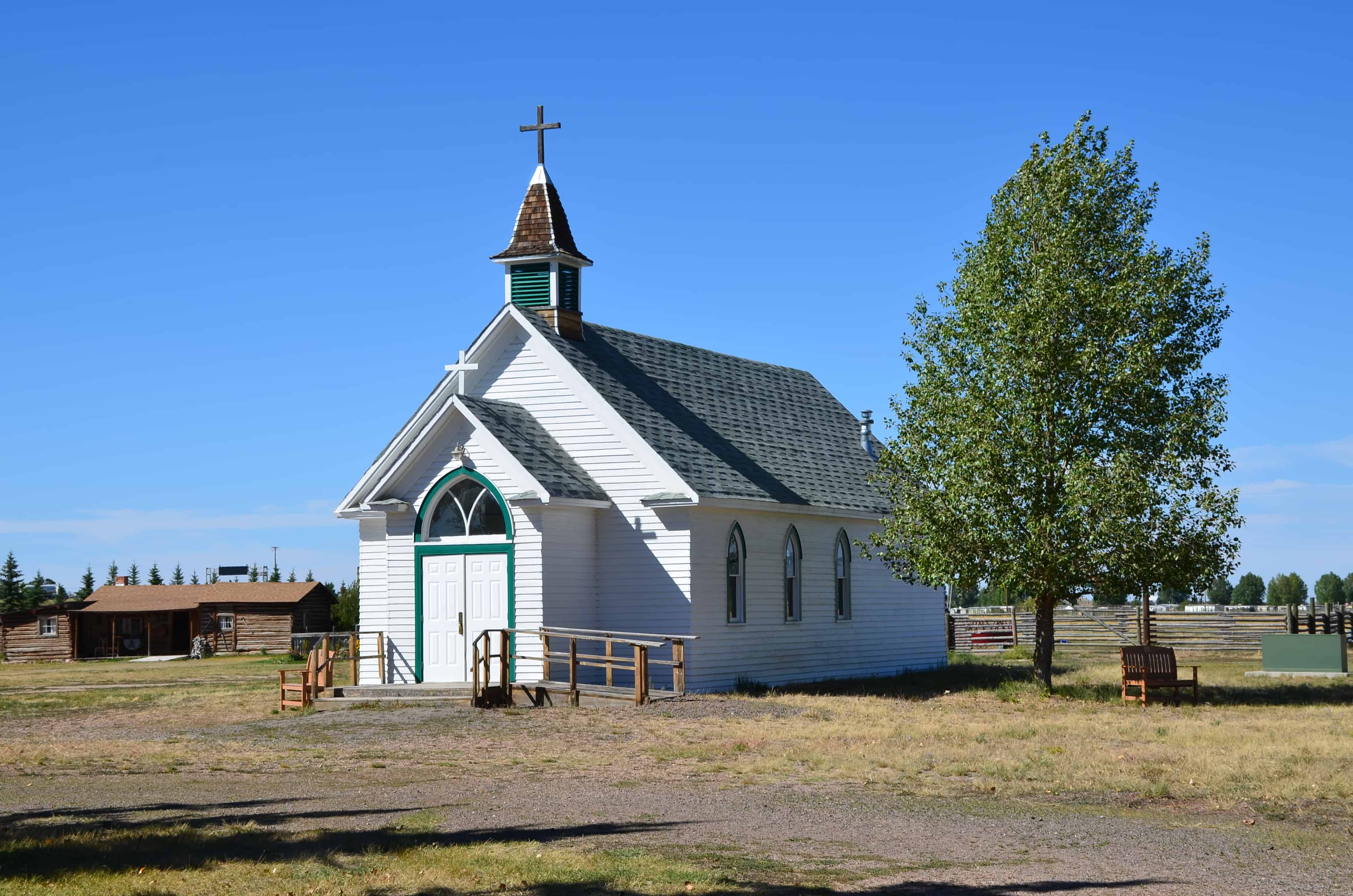 St. Mary’s of the Plains church at the pioneer village at Wyoming Territorial Prison State Historic Site in Laramie