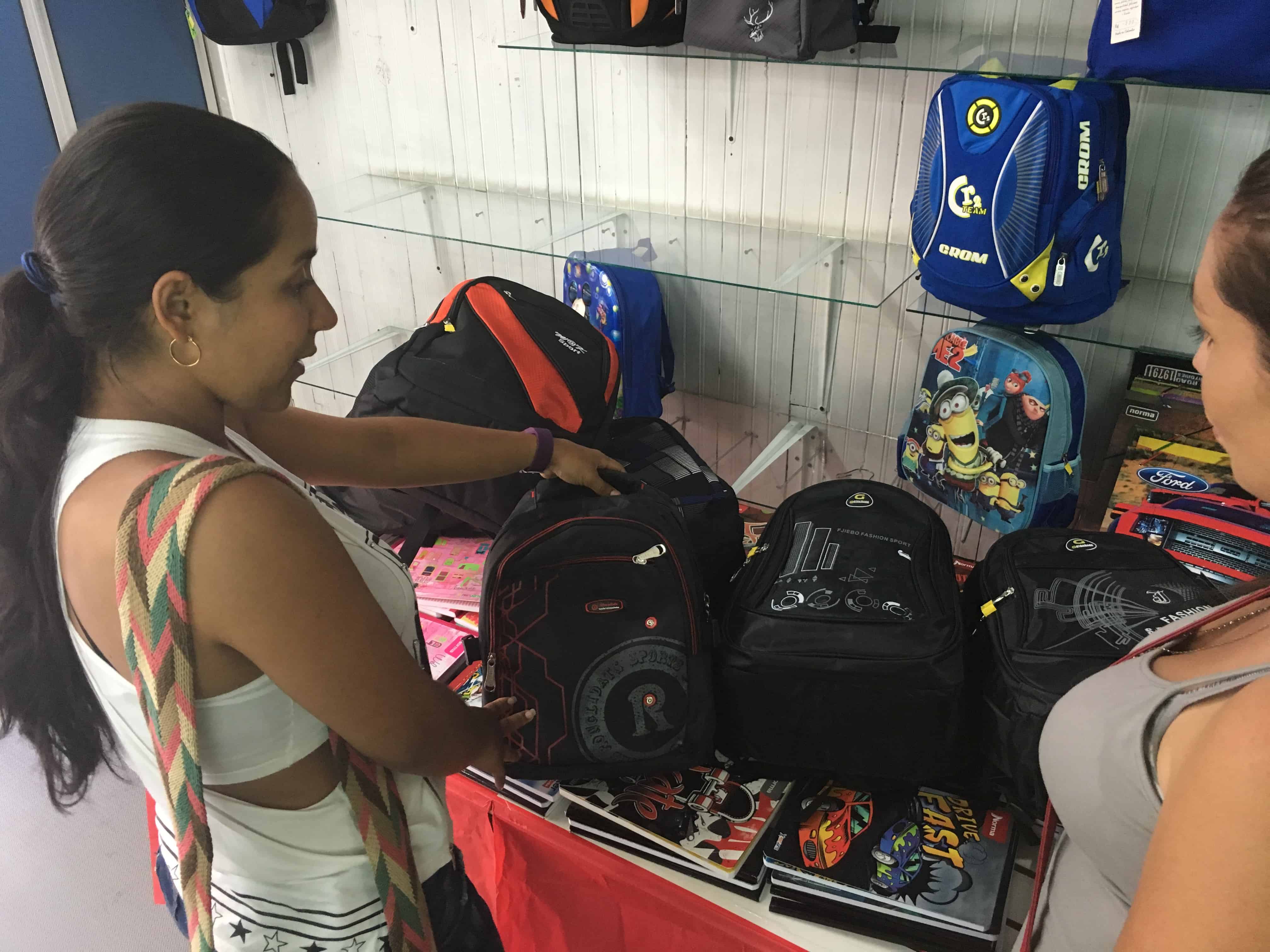 Shopping for backpacks in Belén de Umbría, Risaralda, Colombia