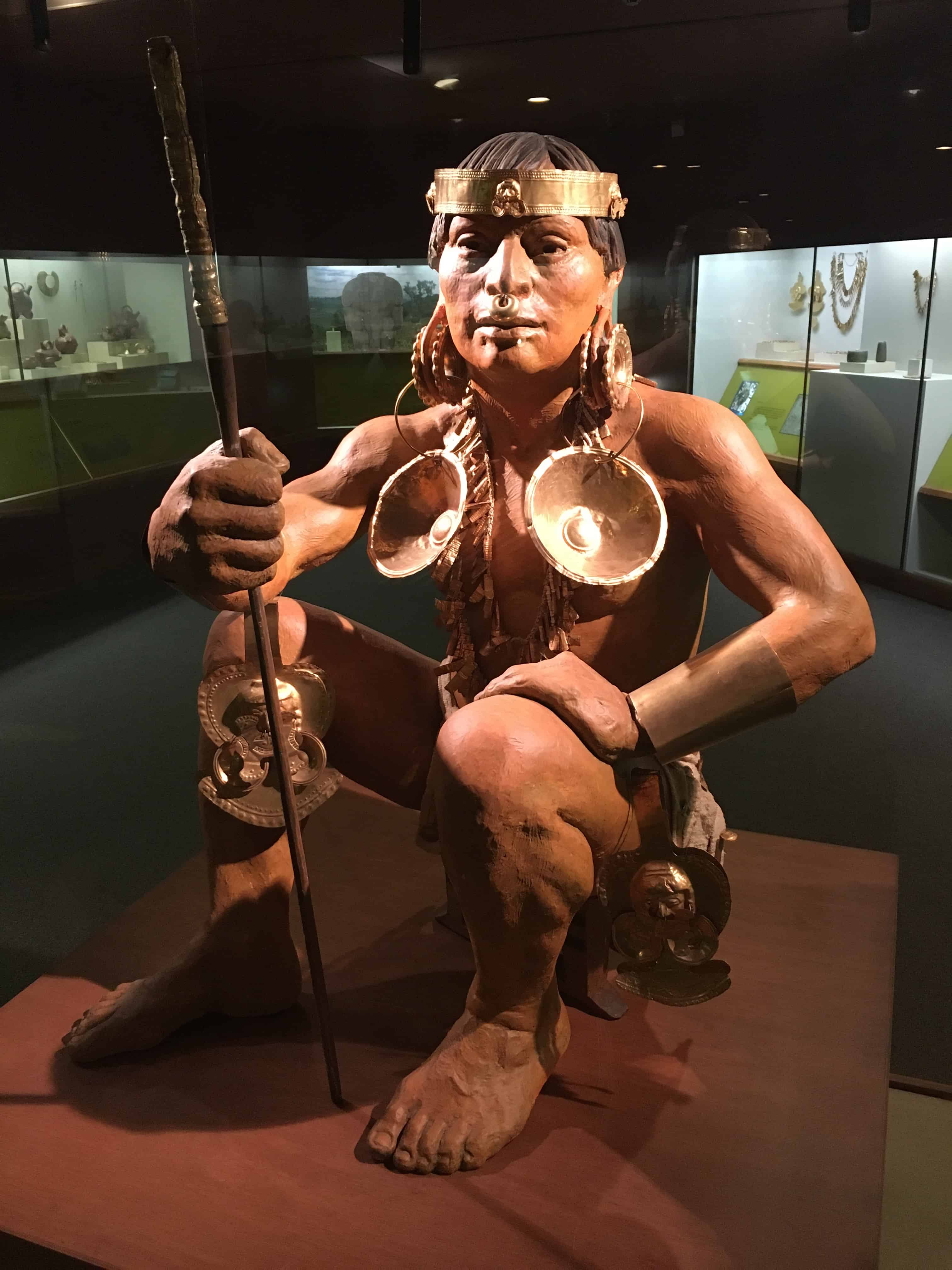 Model of an indigenous man at the Calima Gold Museum