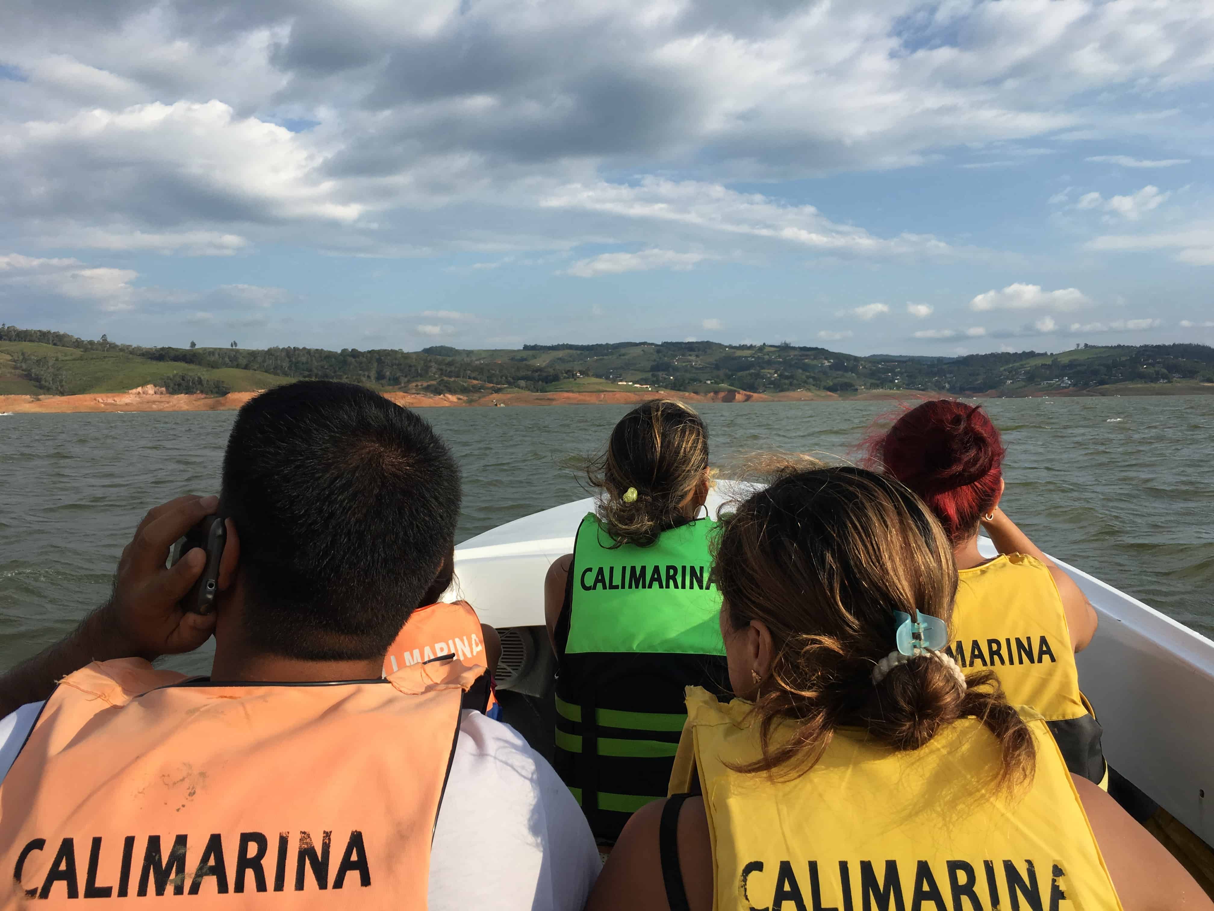 Boat tour on Lago Calima in Valle del Cauca, Colombia