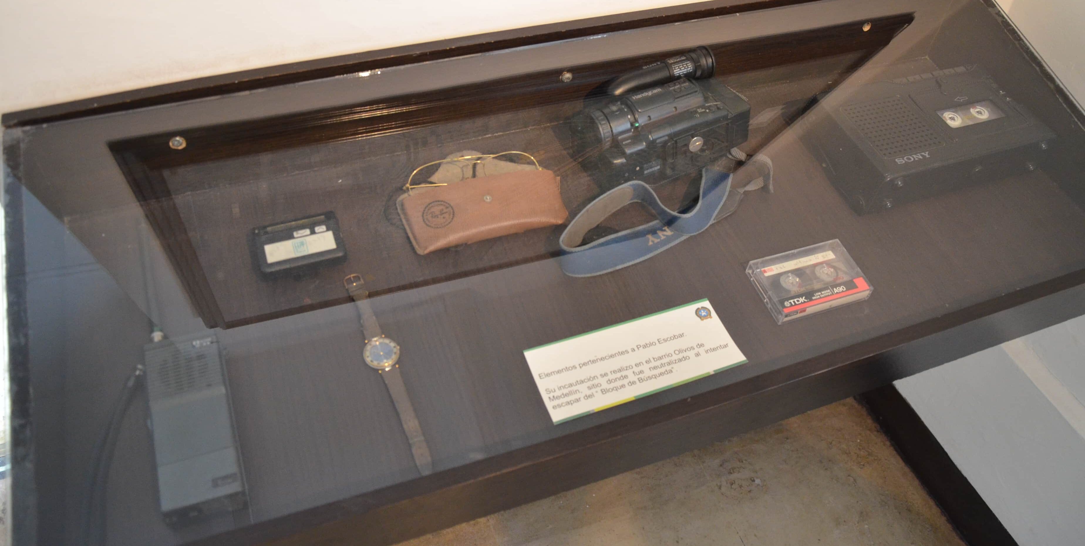 Pablo Escobar's personal items at the National Police History Museum in La Candelaria, Bogotá, Colombia