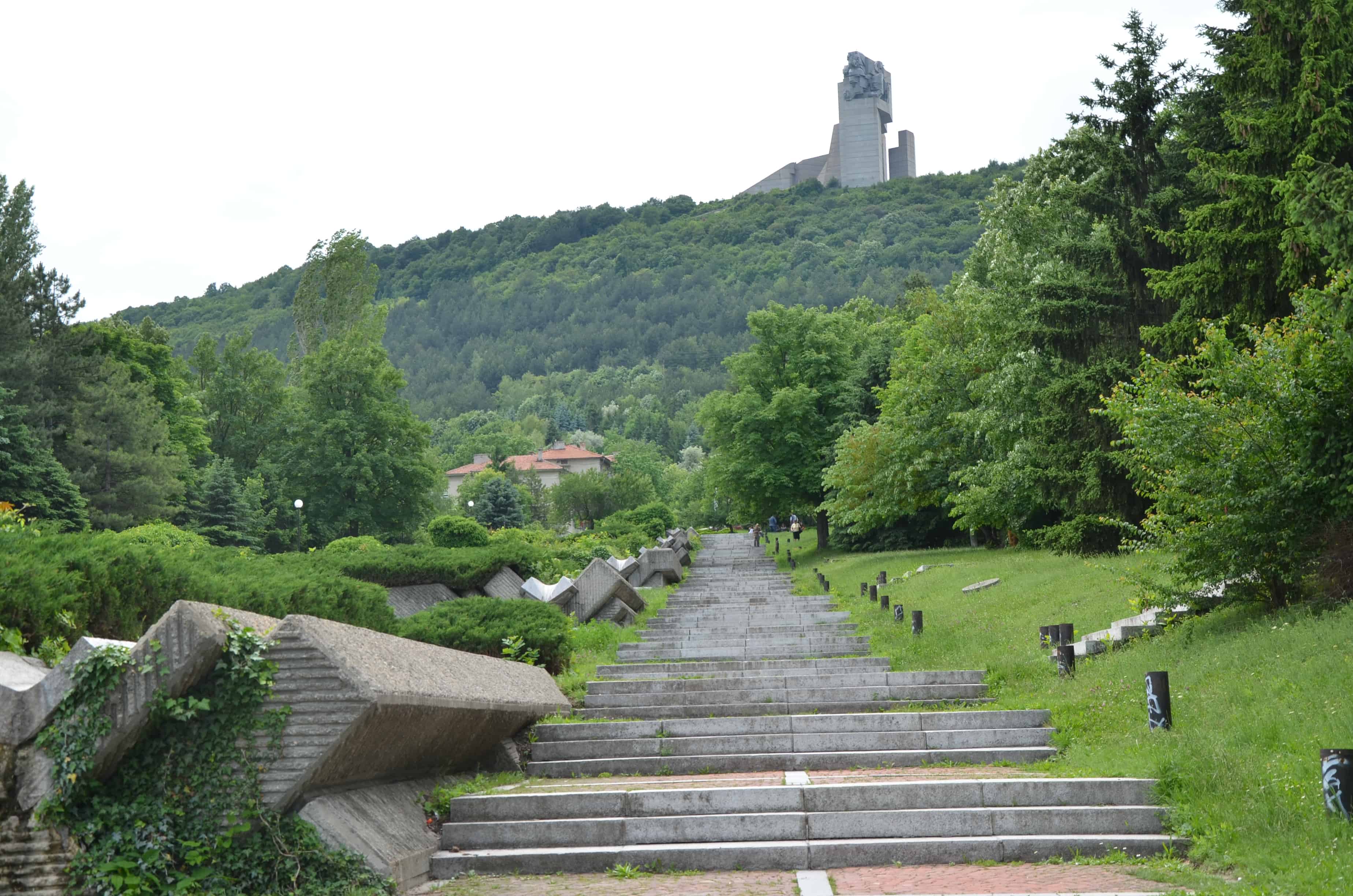 The steps up to the Founders of the Bulgarian State Monument in Shumen, Bulgaria