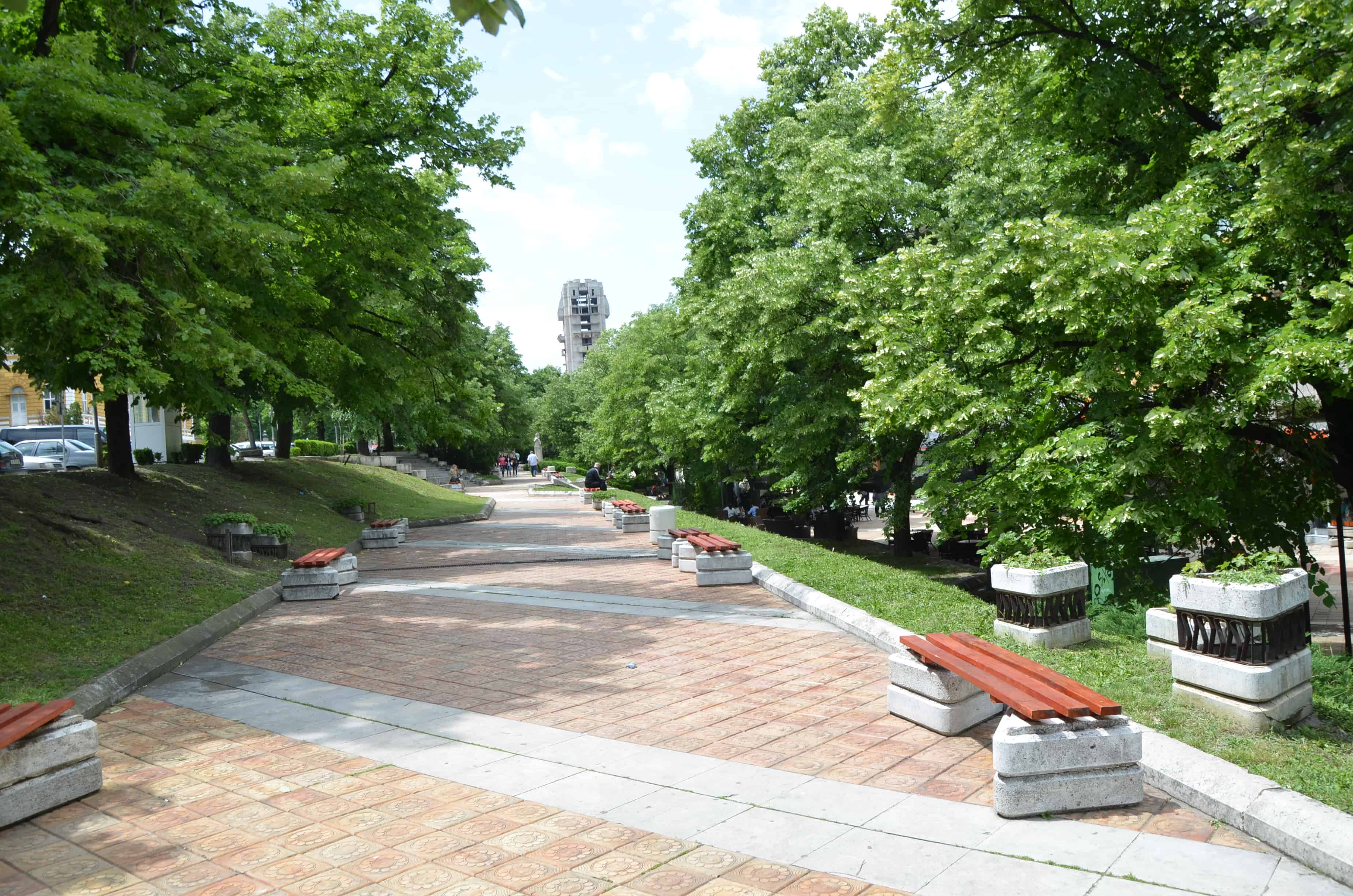 A park on Slavyanski Boulevard in Shumen, Bulgaria