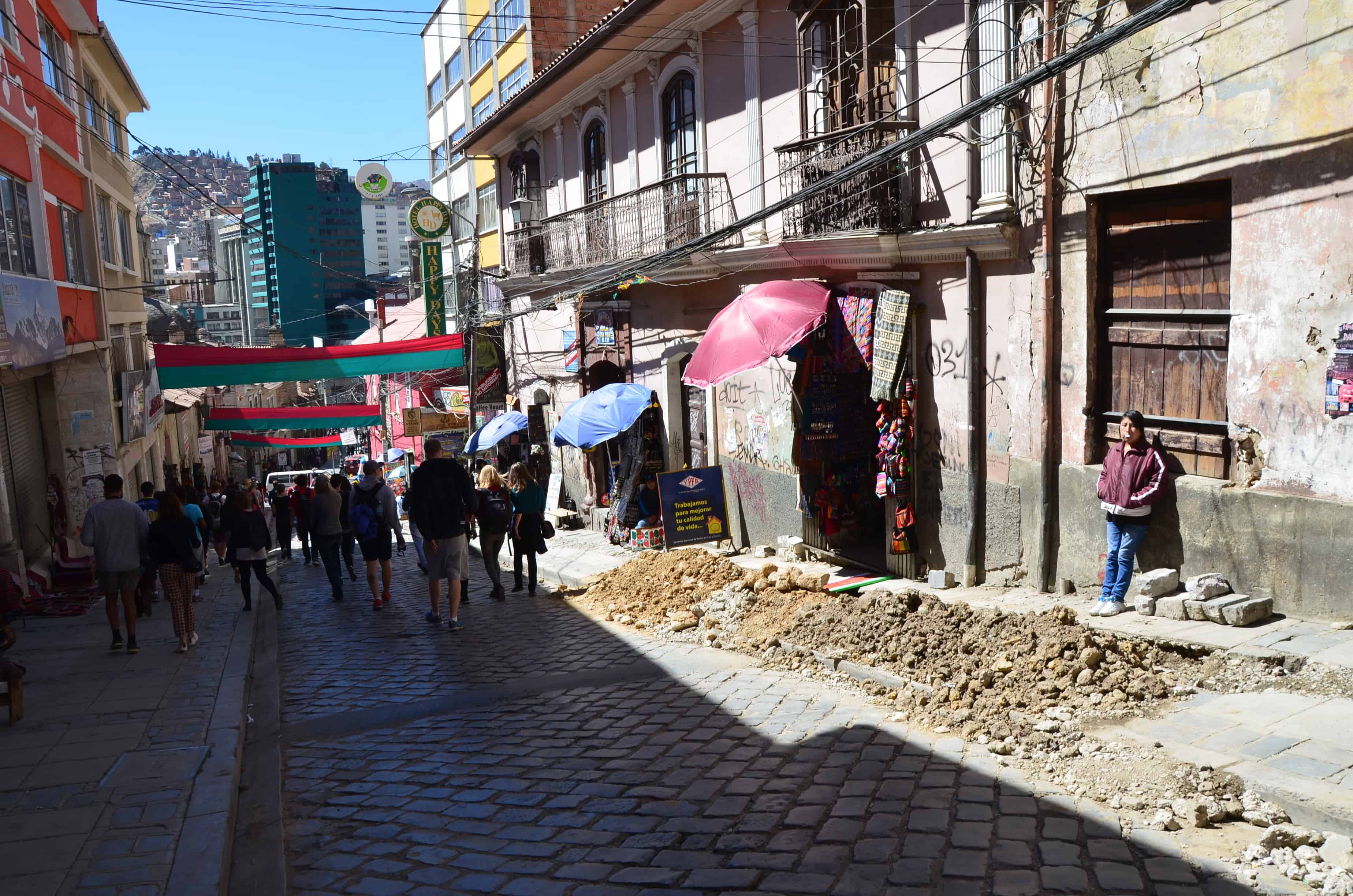 Calle Sagarnaga in La Paz, Bolivia