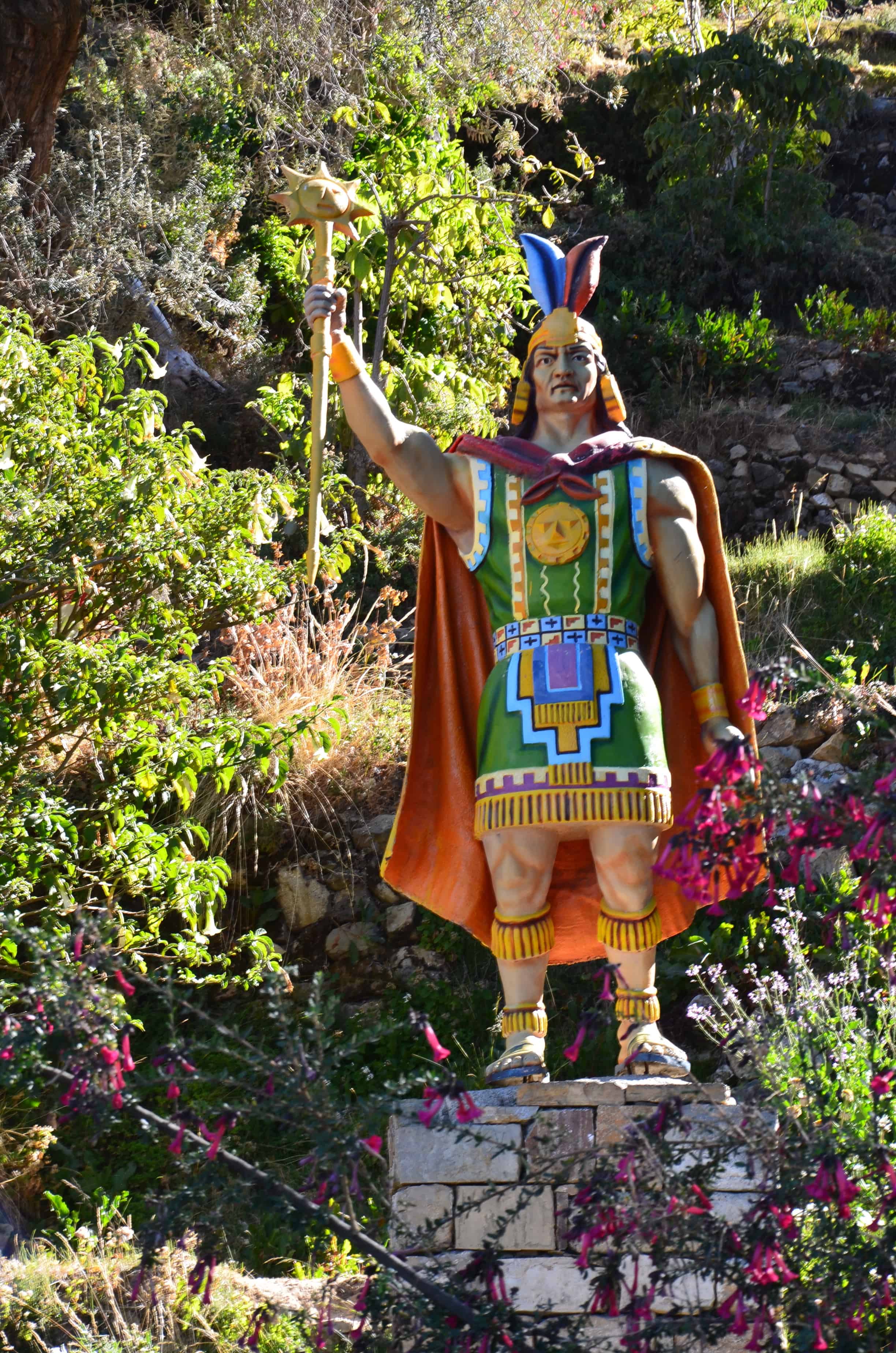 Inca statue on Isla del Sol, Lake Titicaca, Bolivia