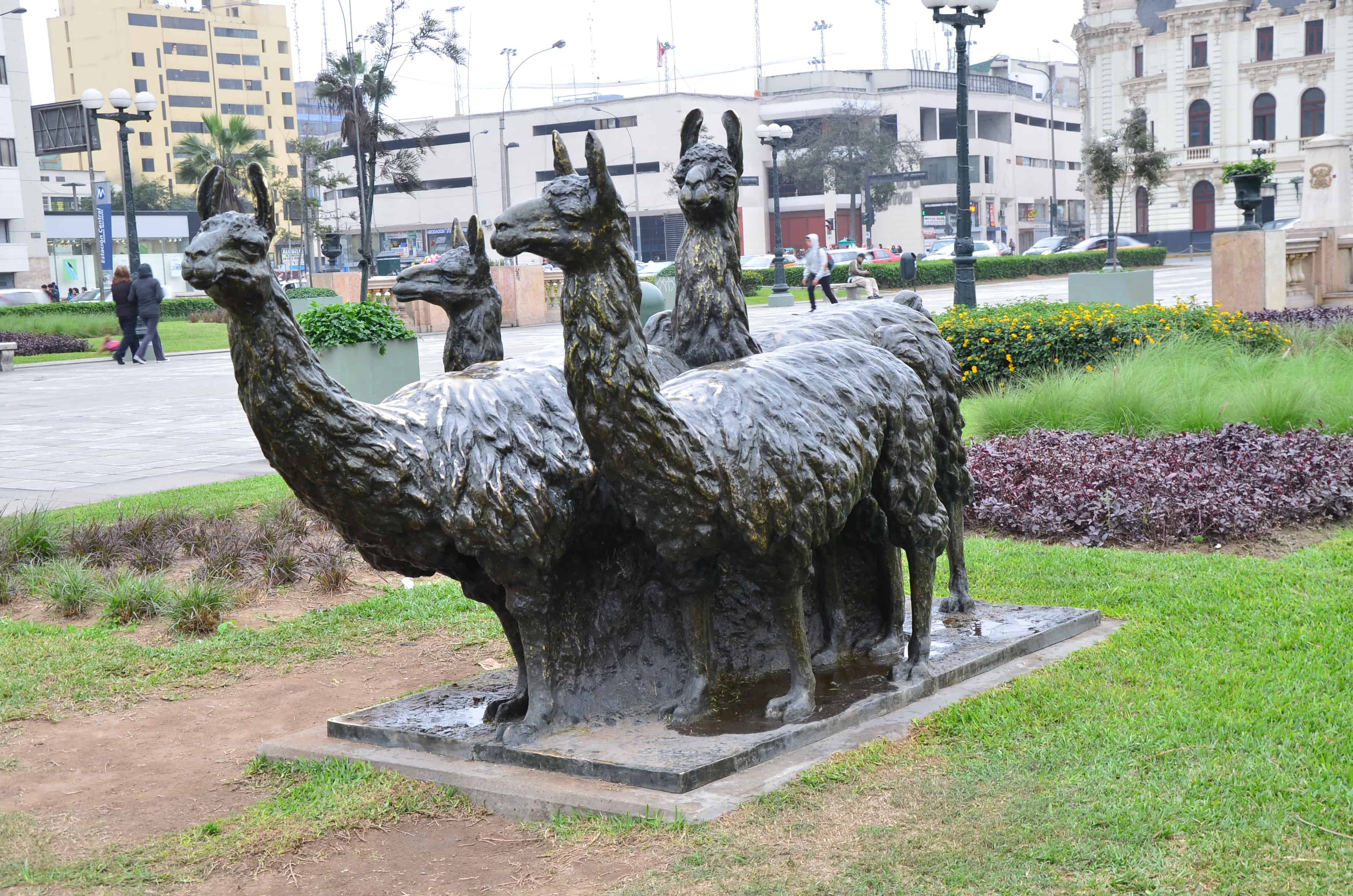 Llama sculpture at Promenade of the Naval Heroes in Lima, Peru