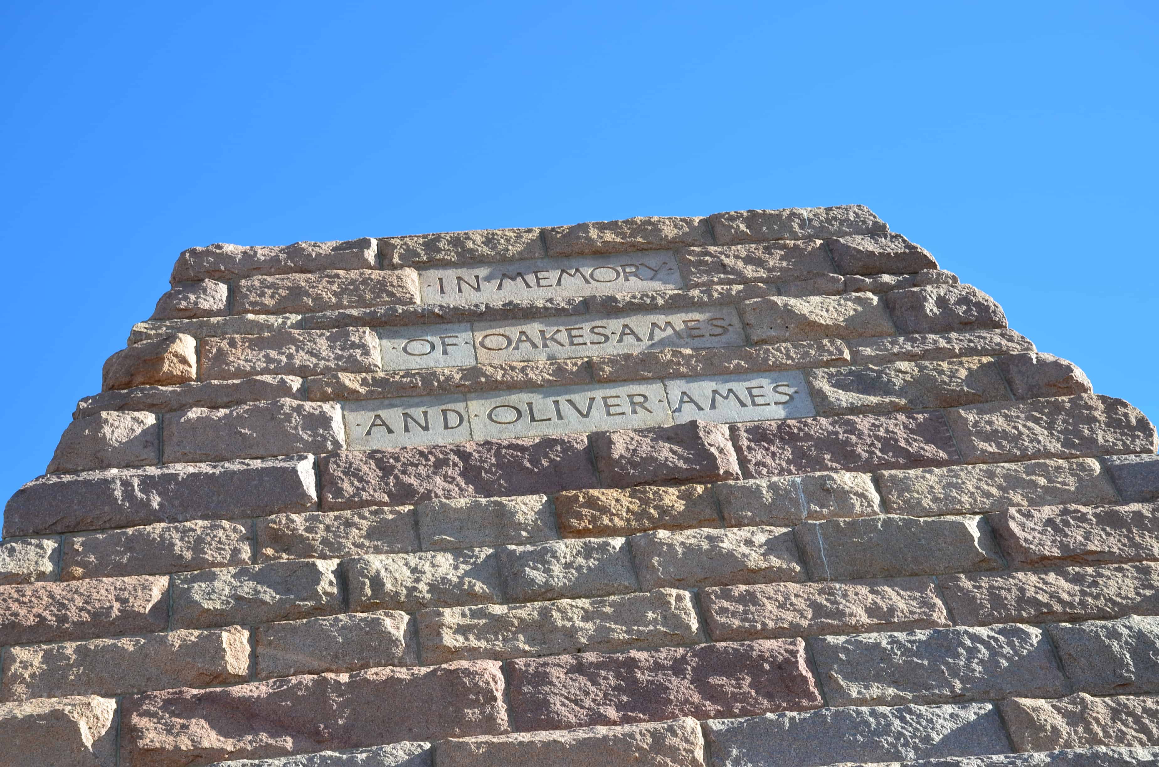 Inscription on the Ames Monument near the former site of Sherman, Wyoming