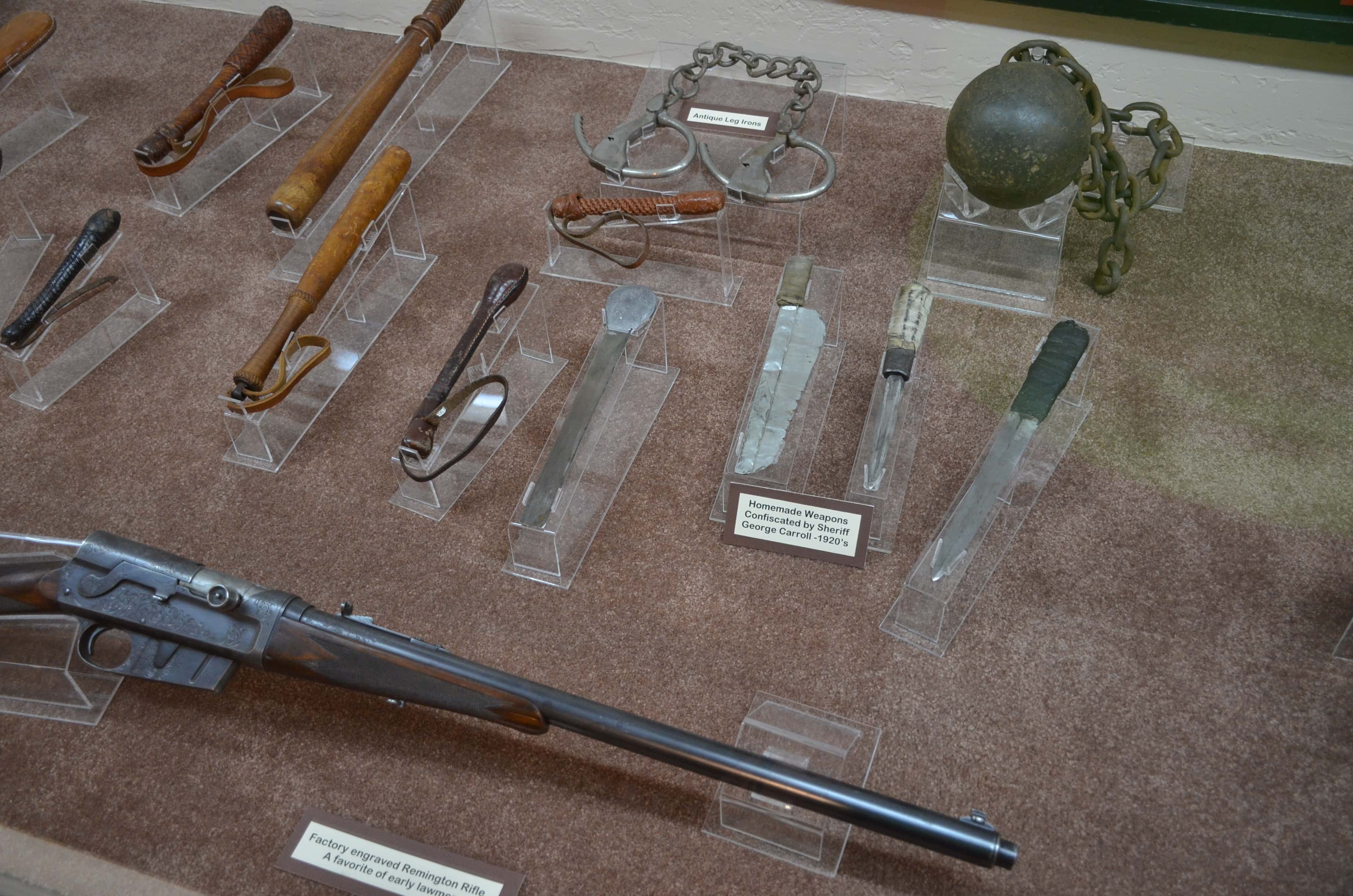 Confiscated homemade weapons at the Nelson Museum of the West in Cheyenne, Wyoming