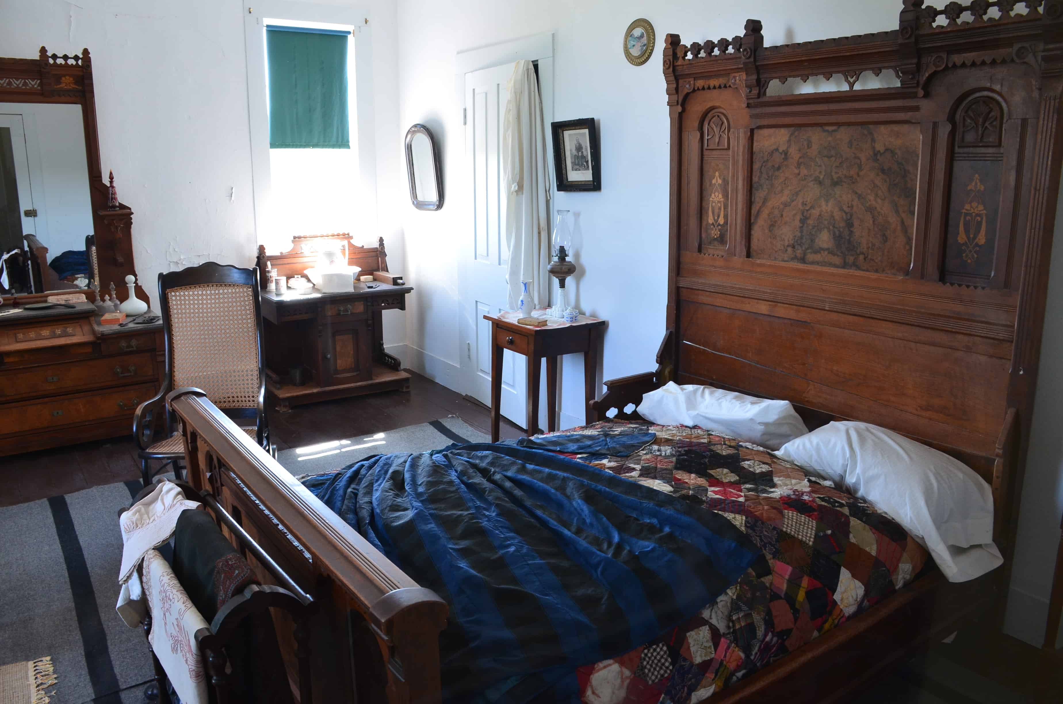 Bedroom in the captain's quarters at Fort Laramie National Historic Site in Wyoming