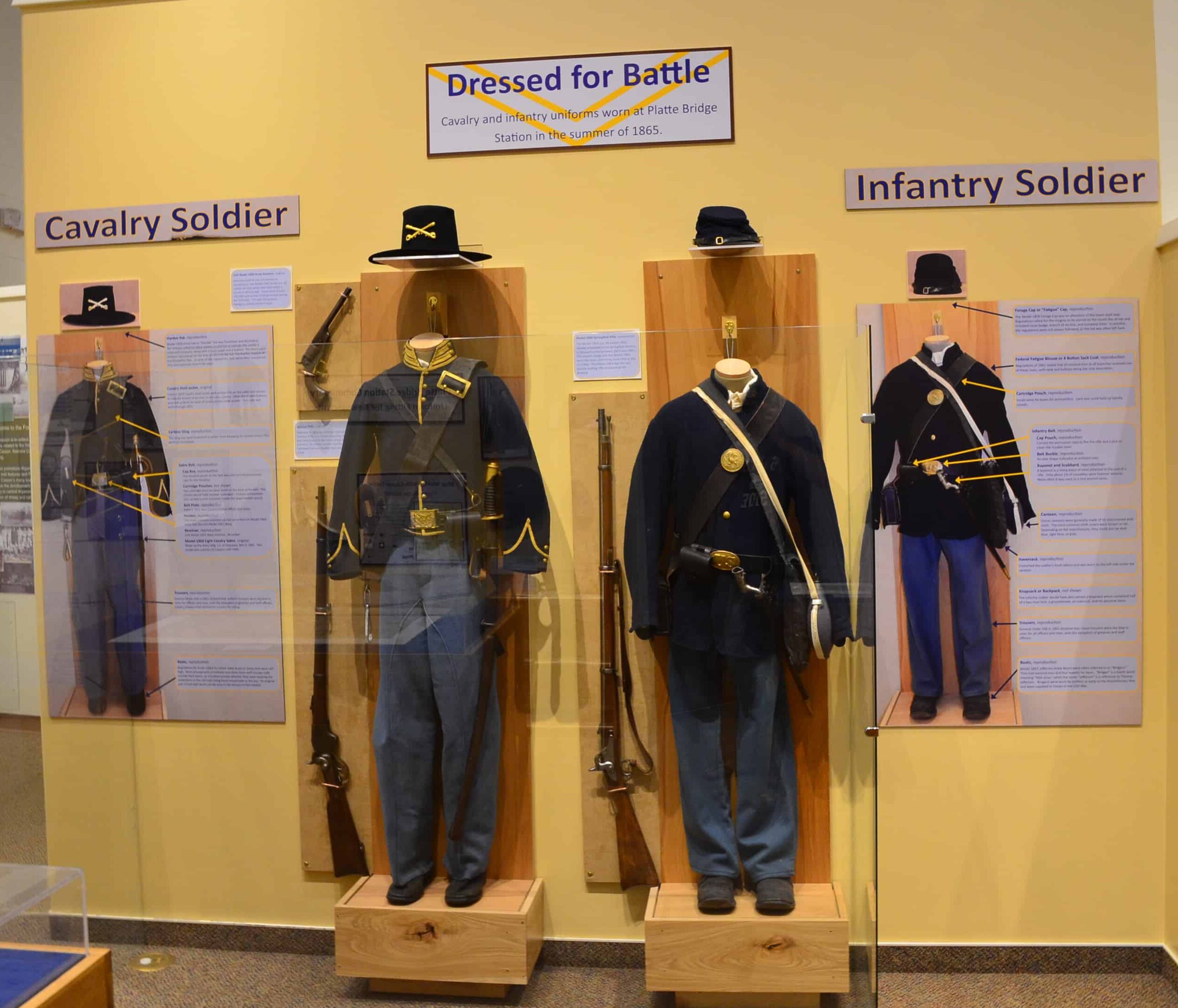 Military uniforms at the Fort Caspar Museum