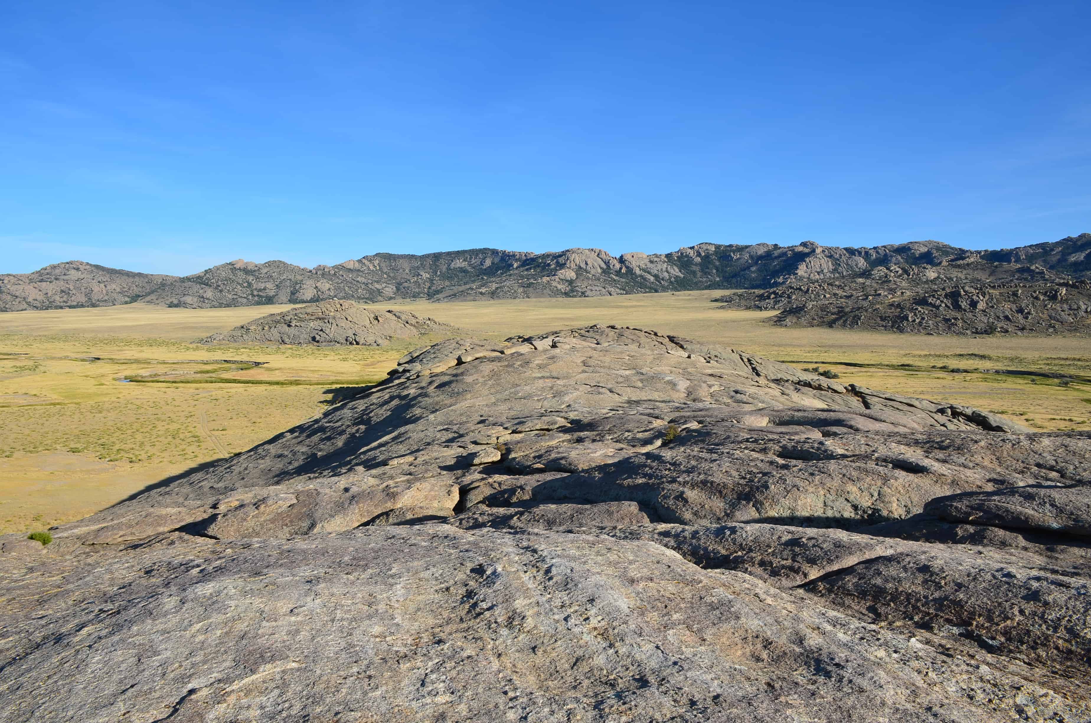 The view from the top of Independence Rock State Historic Site in Wyoming