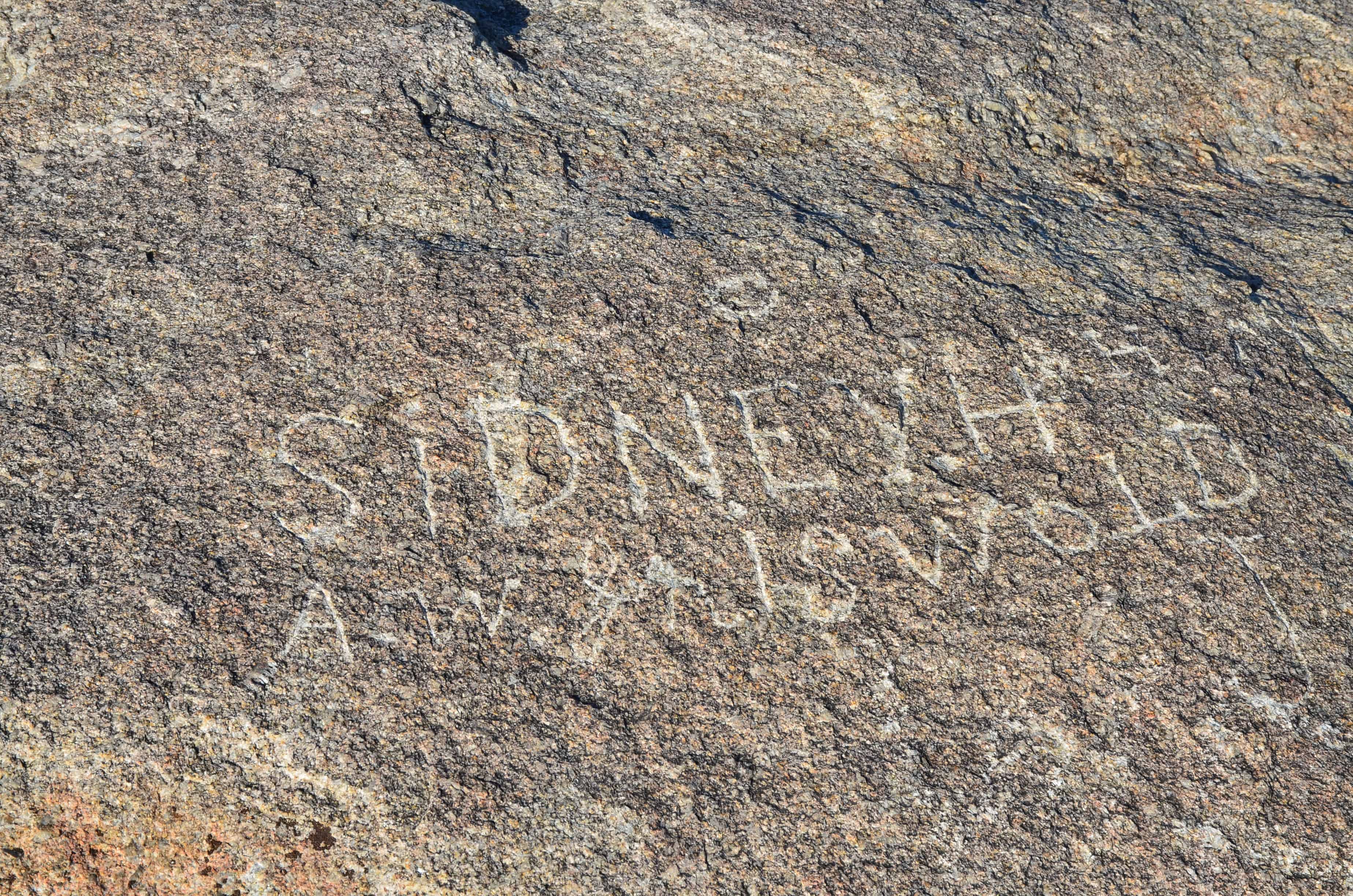 Names carved into the rock at Independence Rock State Historic Site in Wyoming