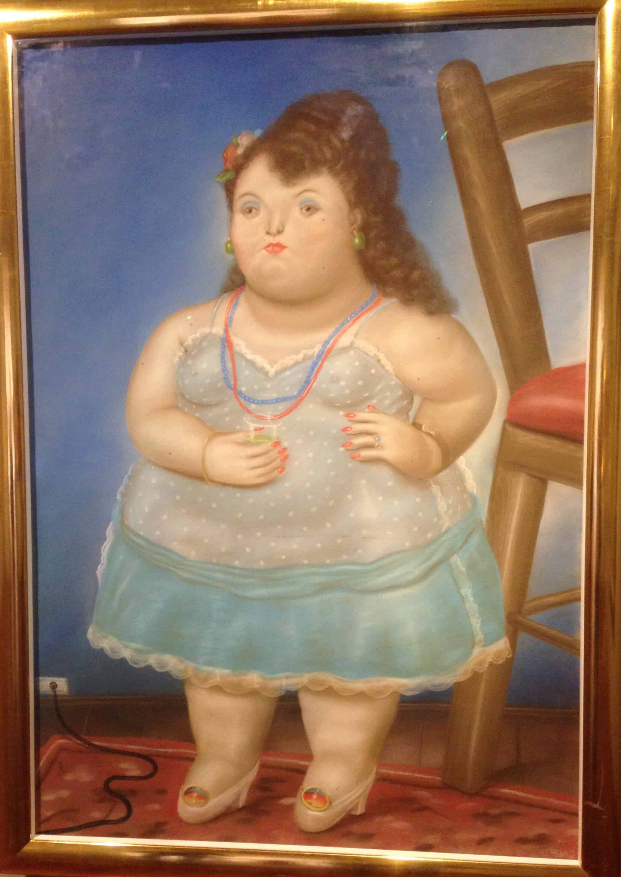 Painting of a woman at the Botero Museum in La Candelaria, Bogotá, Colombia