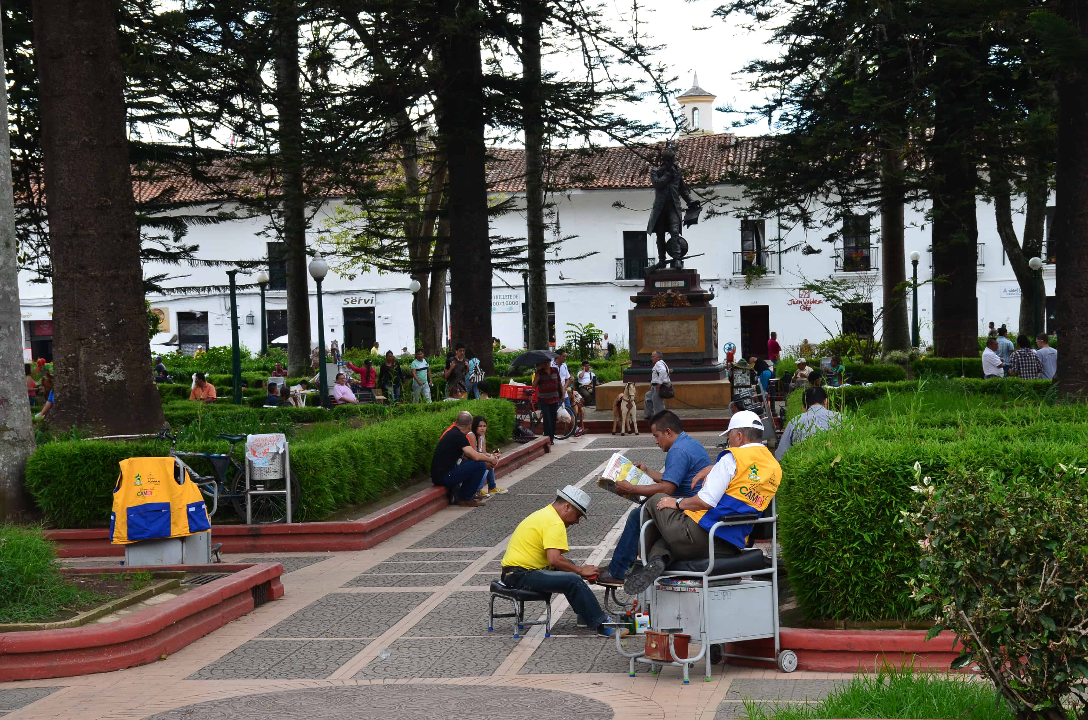 Parque Caldas in Popayán, Cauca, Colombia
