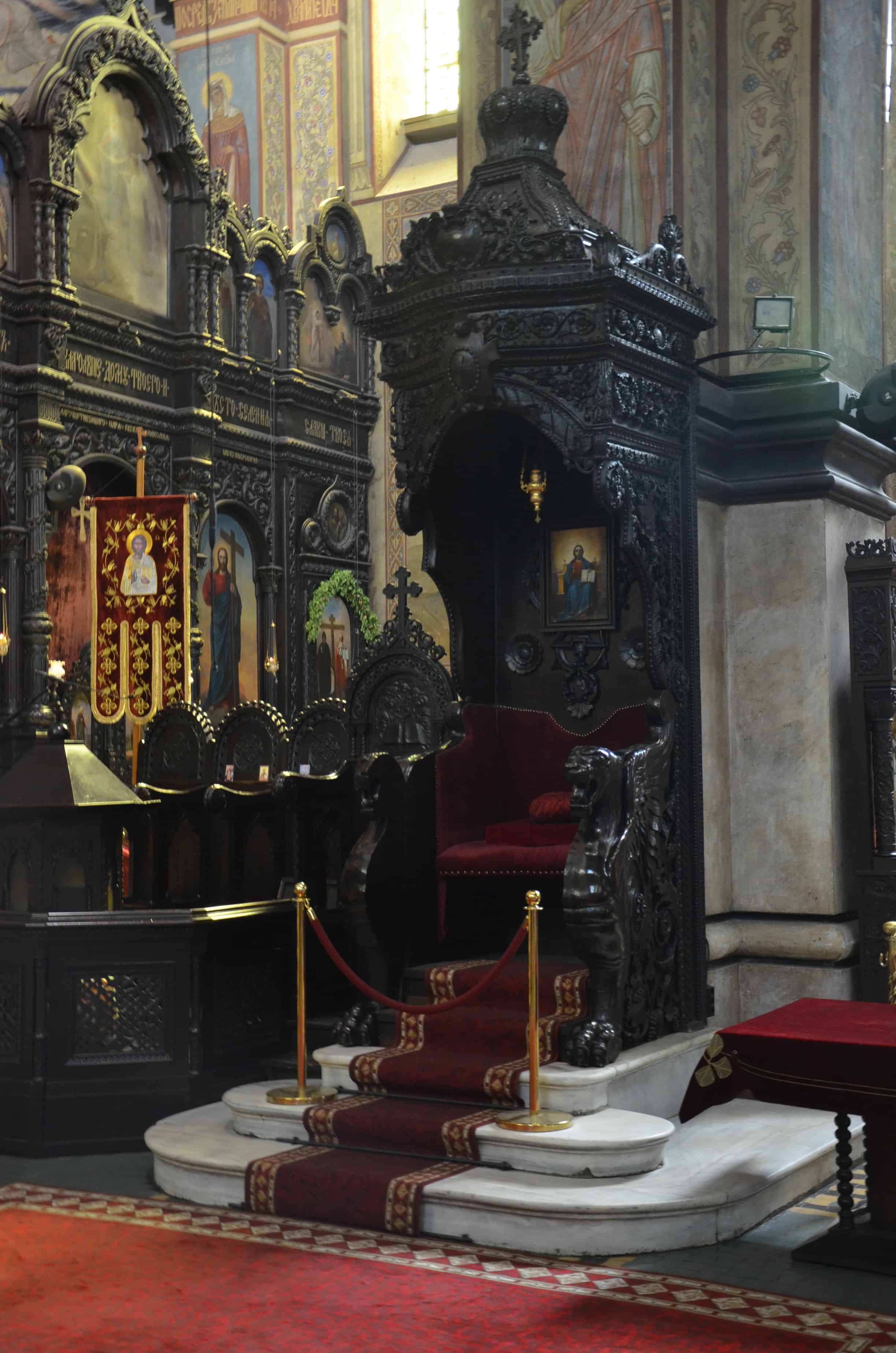 Bishop's throne at Uspenie Bogorodichno in Varna, Bulgaria