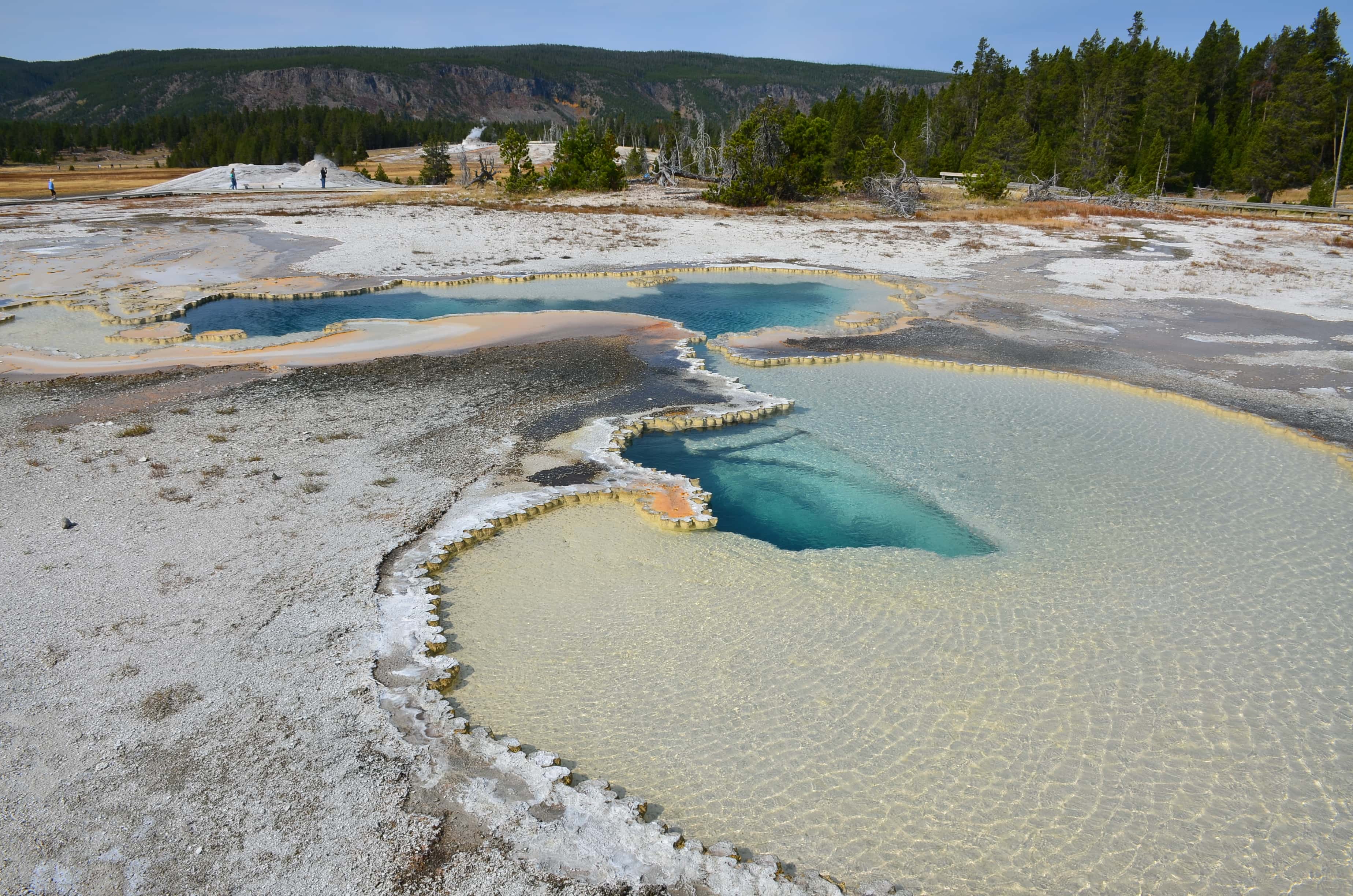 Doublet Pool on Geyser Hill at the Upper Geyser Basin in Yellowstone National Park, Wyoming