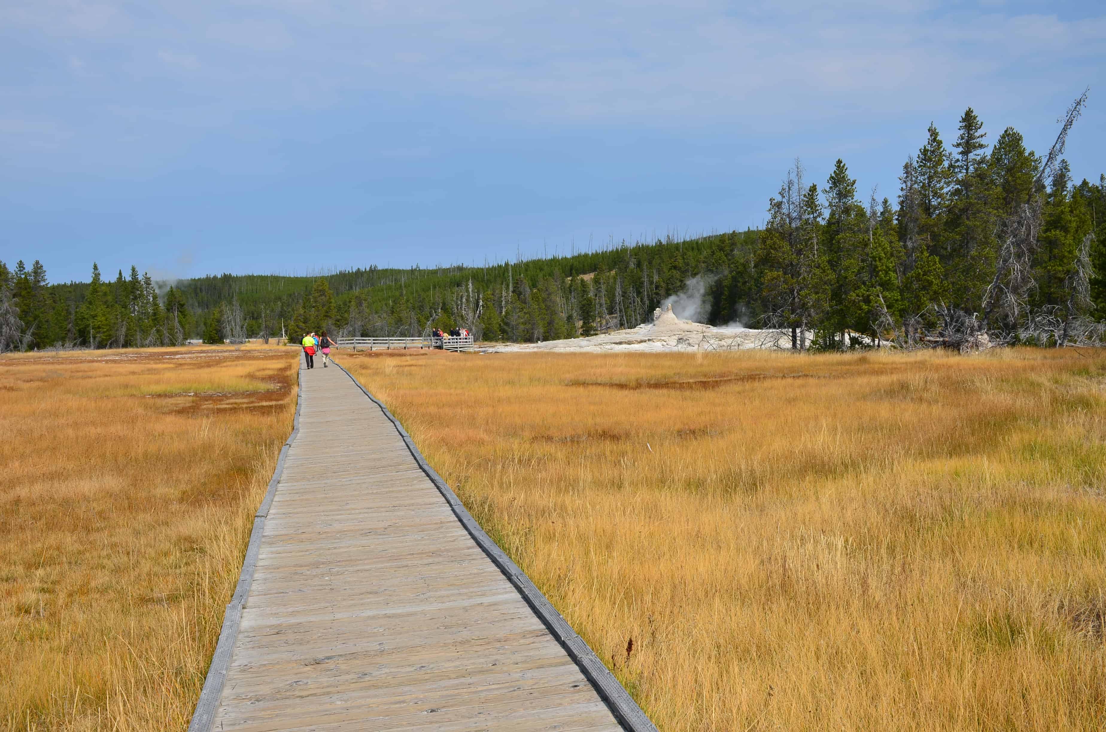 Boardwalk to Giant Group at the Upper Geyser Basin in Yellowstone National Park, Wyoming