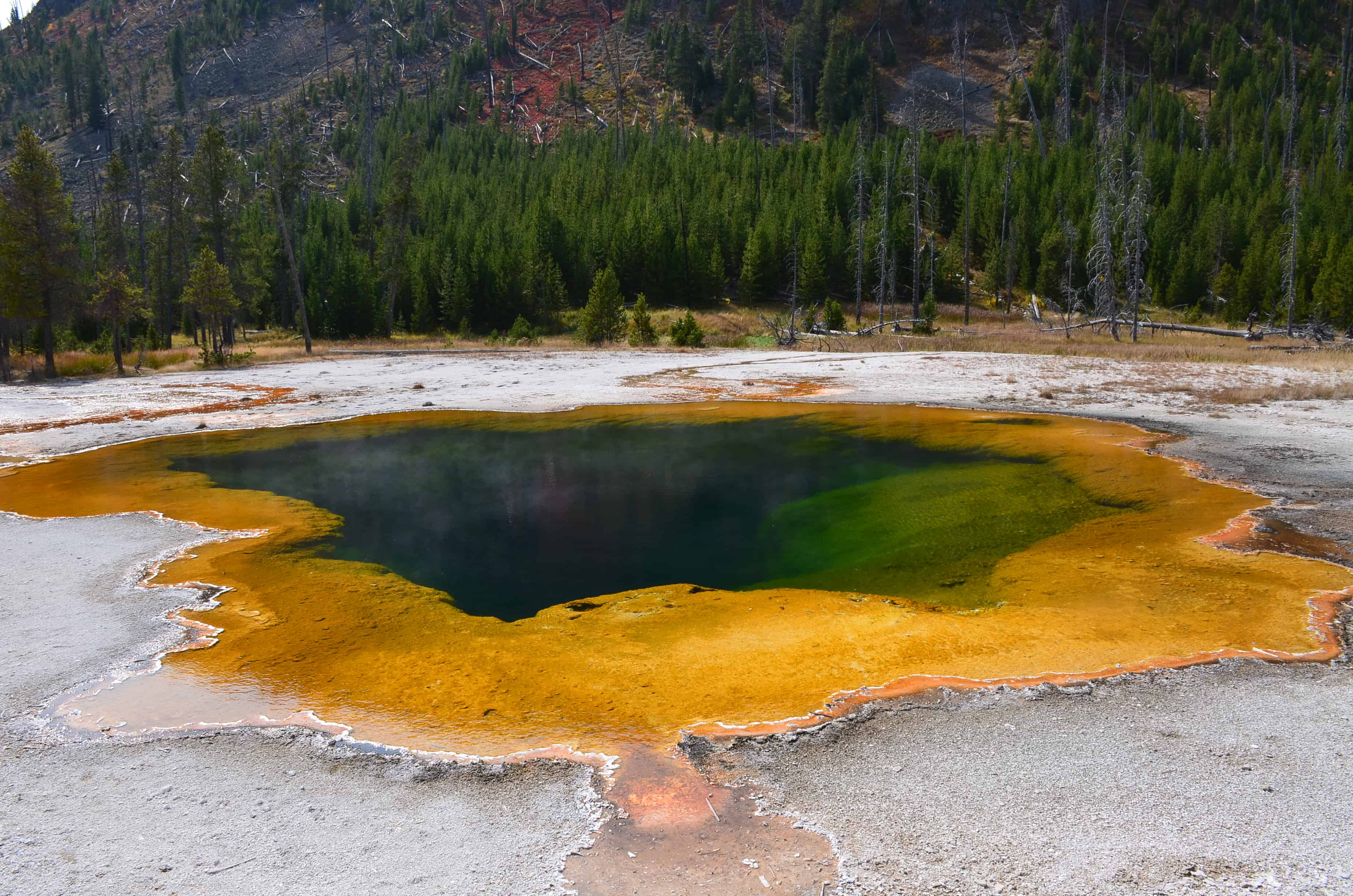 Emerald Pool at Black Sand Basin at the Upper Geyser Basin at Yellowstone National Park, Wyoming