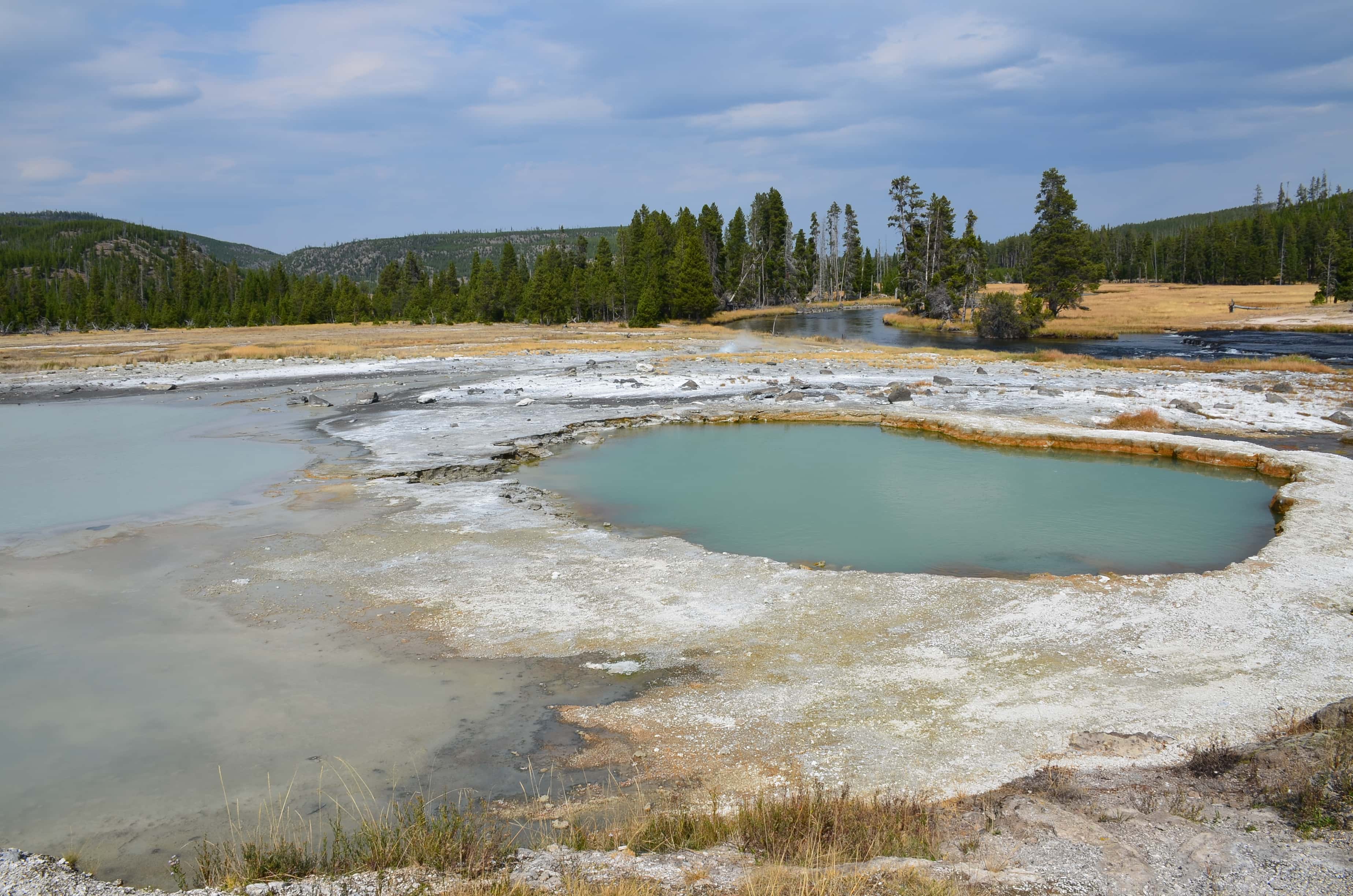 Black Opal Pool at Biscuit Basin at the Upper Geyser Basin at Yellowstone National Park, Wyoming