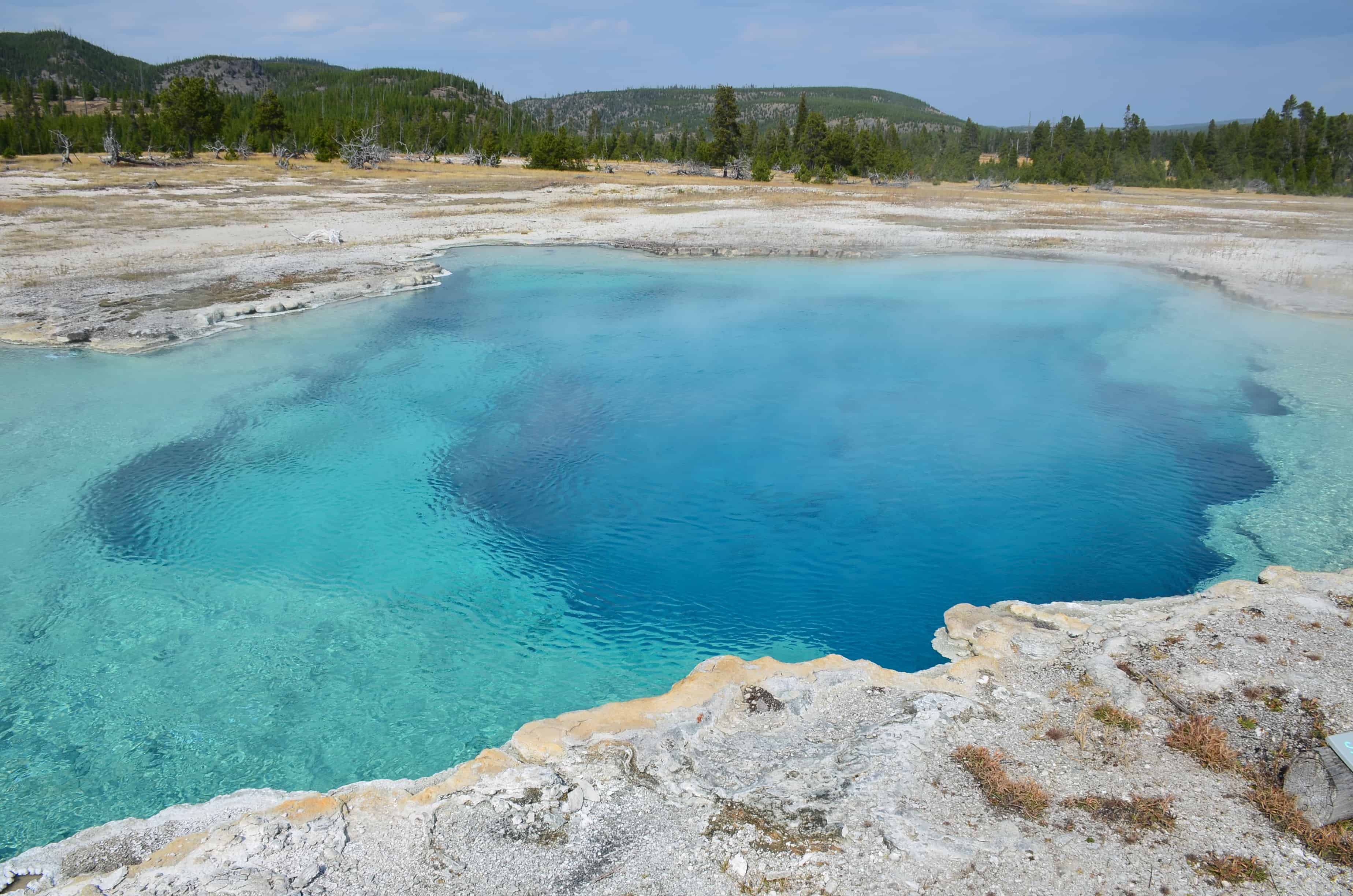 Sapphire Pool at Biscuit Basin at the Upper Geyser Basin at Yellowstone National Park, Wyoming
