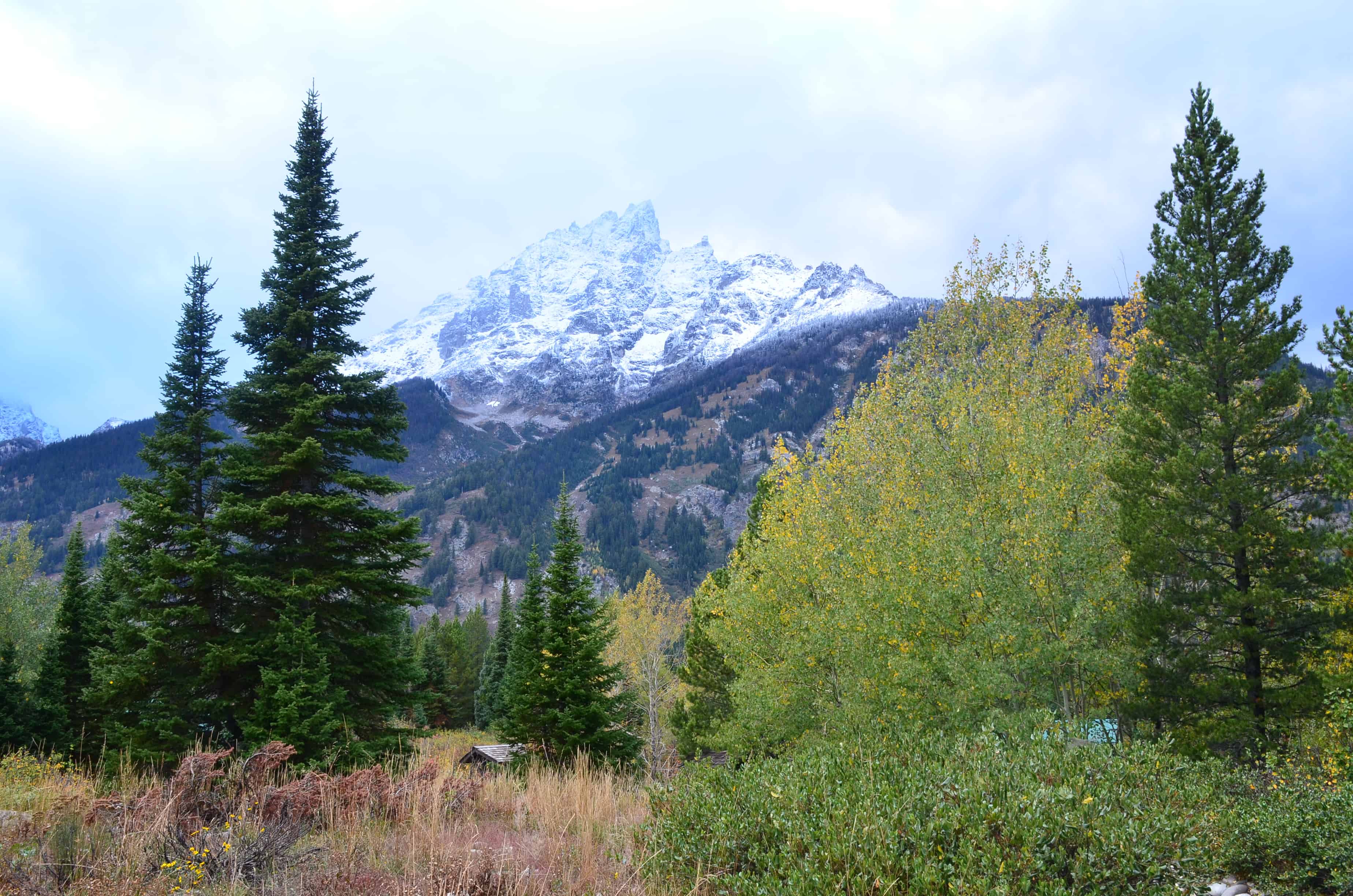 View of the mountains on the Jenny Lake Trail at Grand Teton National Park, Wyoming