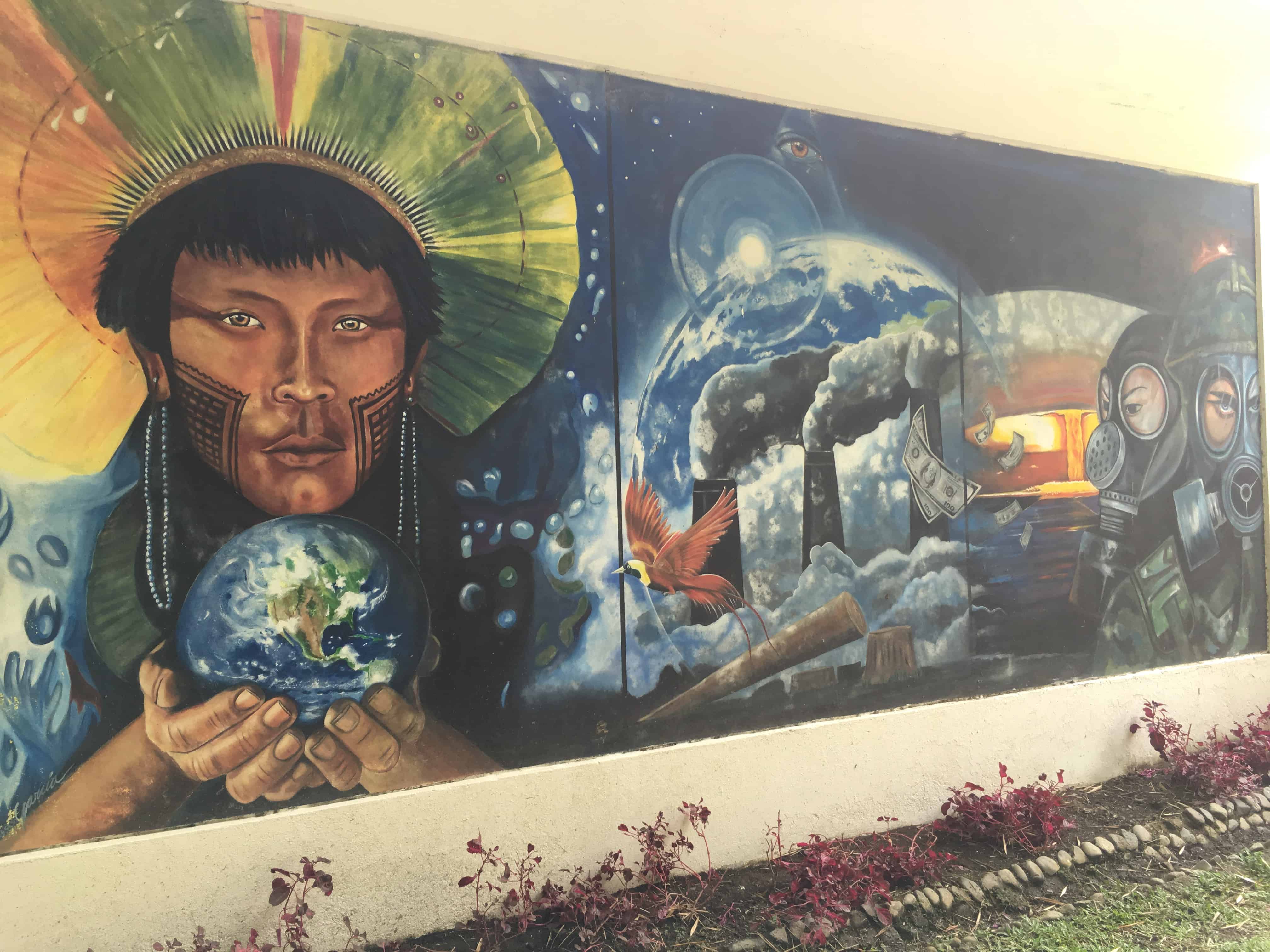 Mural on the Indigenous Memory Trail at Parque Consotá in Galicia, Risaralda, Colombia