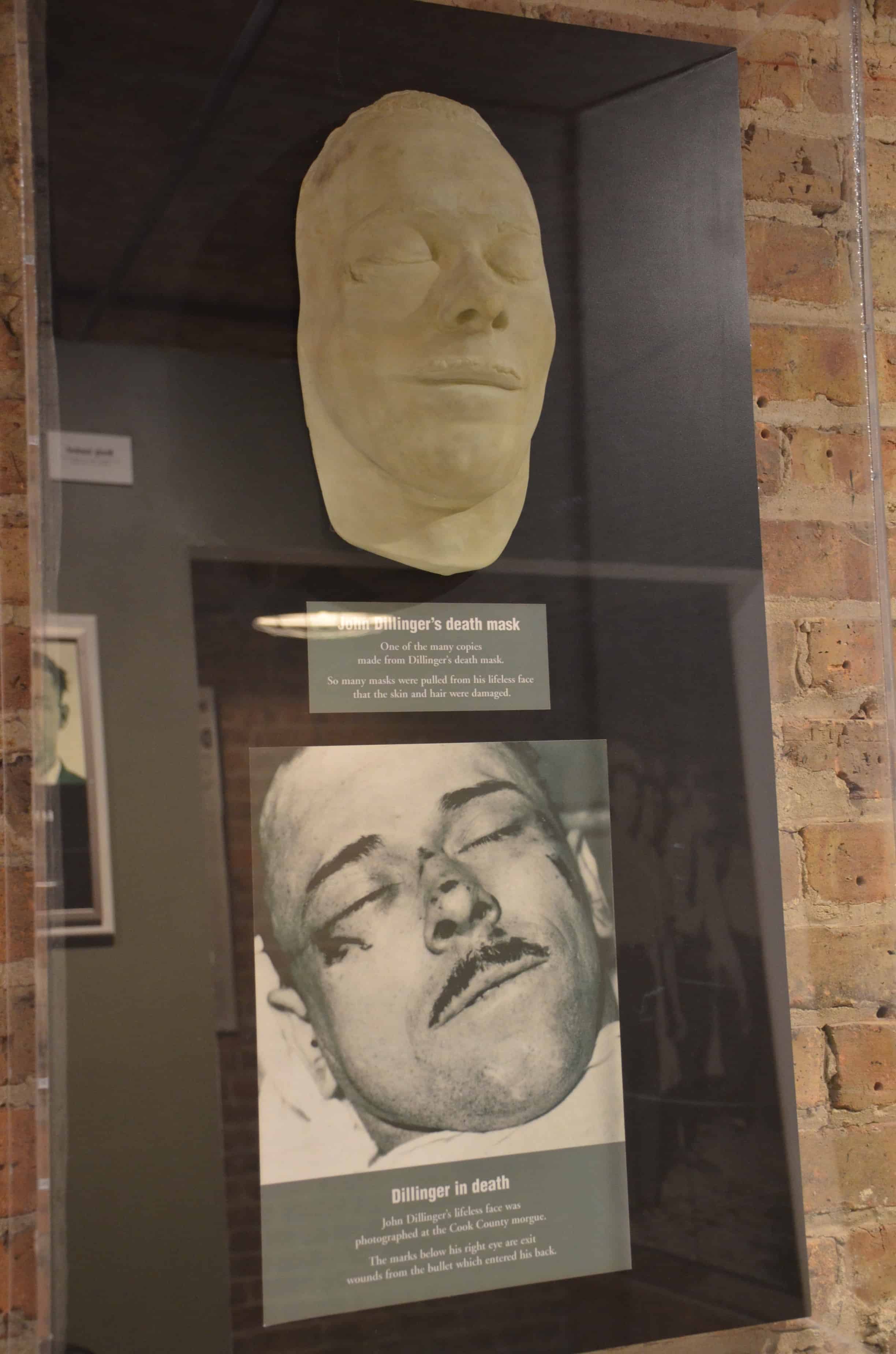 Dillinger's death mask at the John Dillinger Museum in Crown Point, Indiana