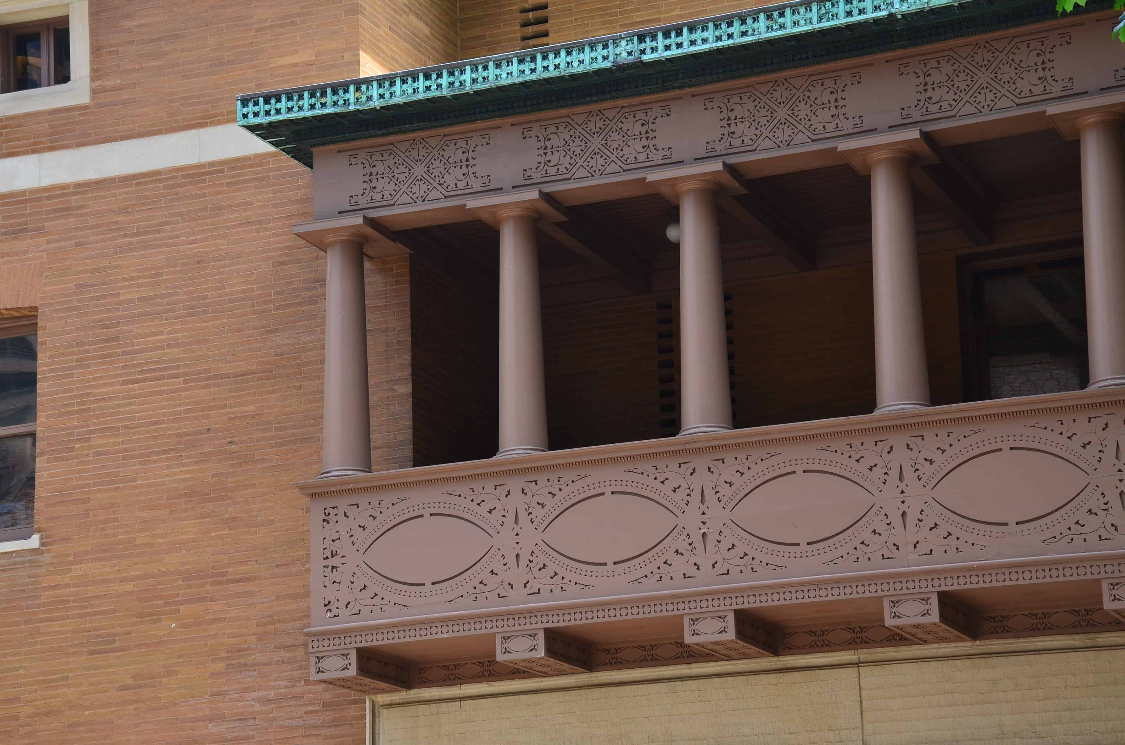 Balcony of the Charnley-Persky House in Chicago, Illinois