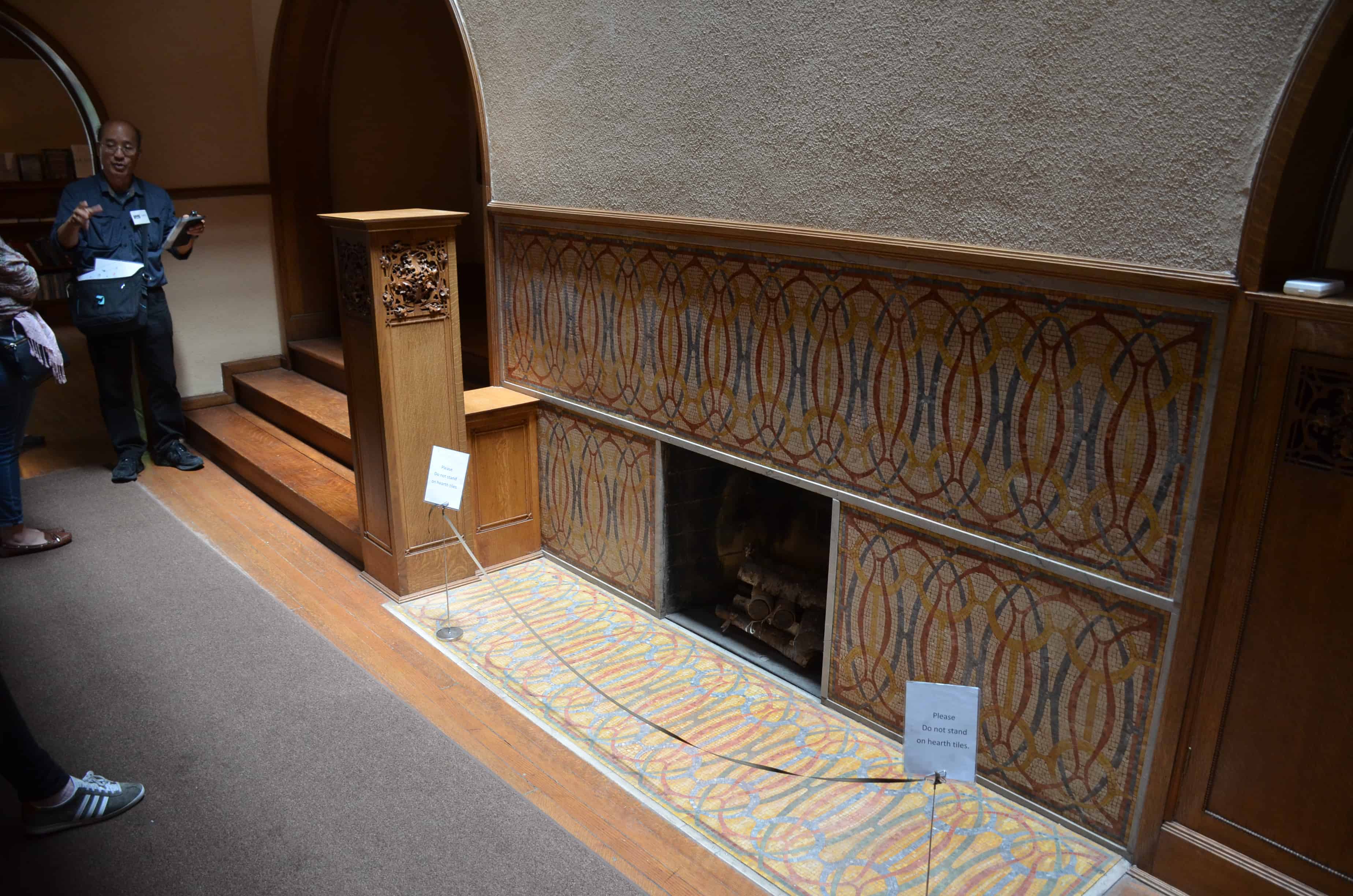 Fireplace at the front door of the Charnley-Persky House in Chicago, Illinois
