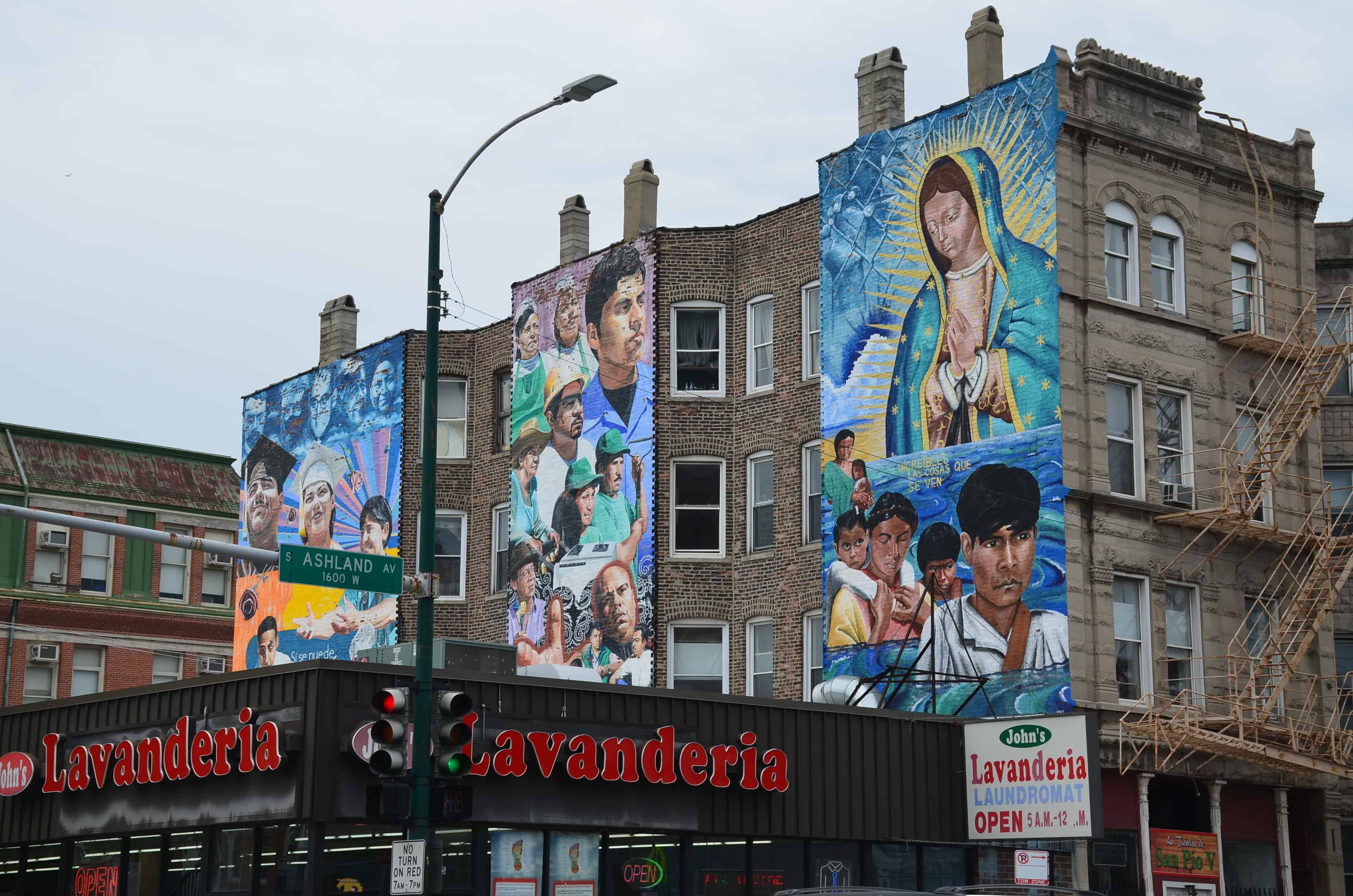 Building full of murals at 19th and Ashland