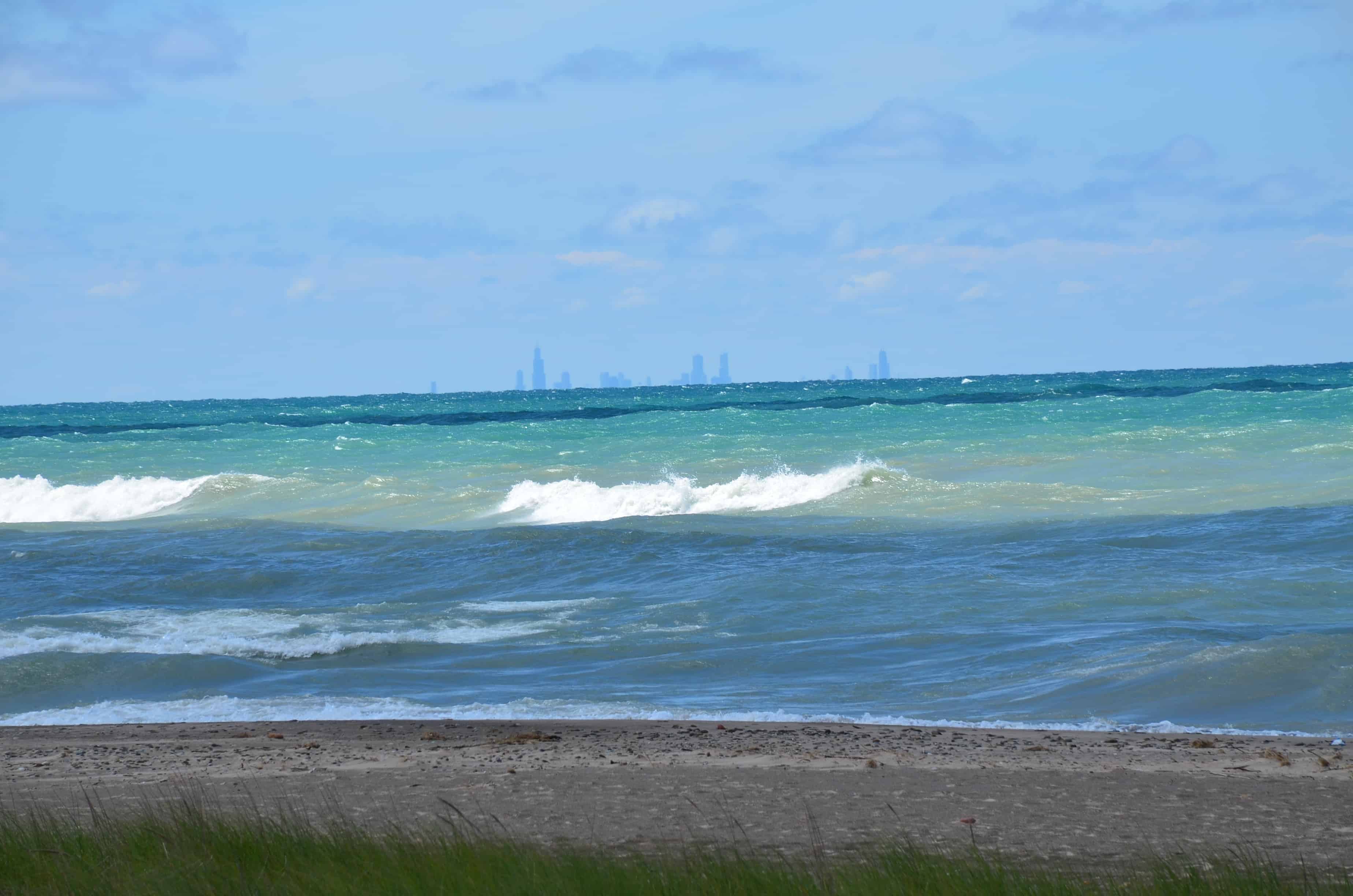 Chicago skyline on Trail #10 at Indiana Dunes State Park