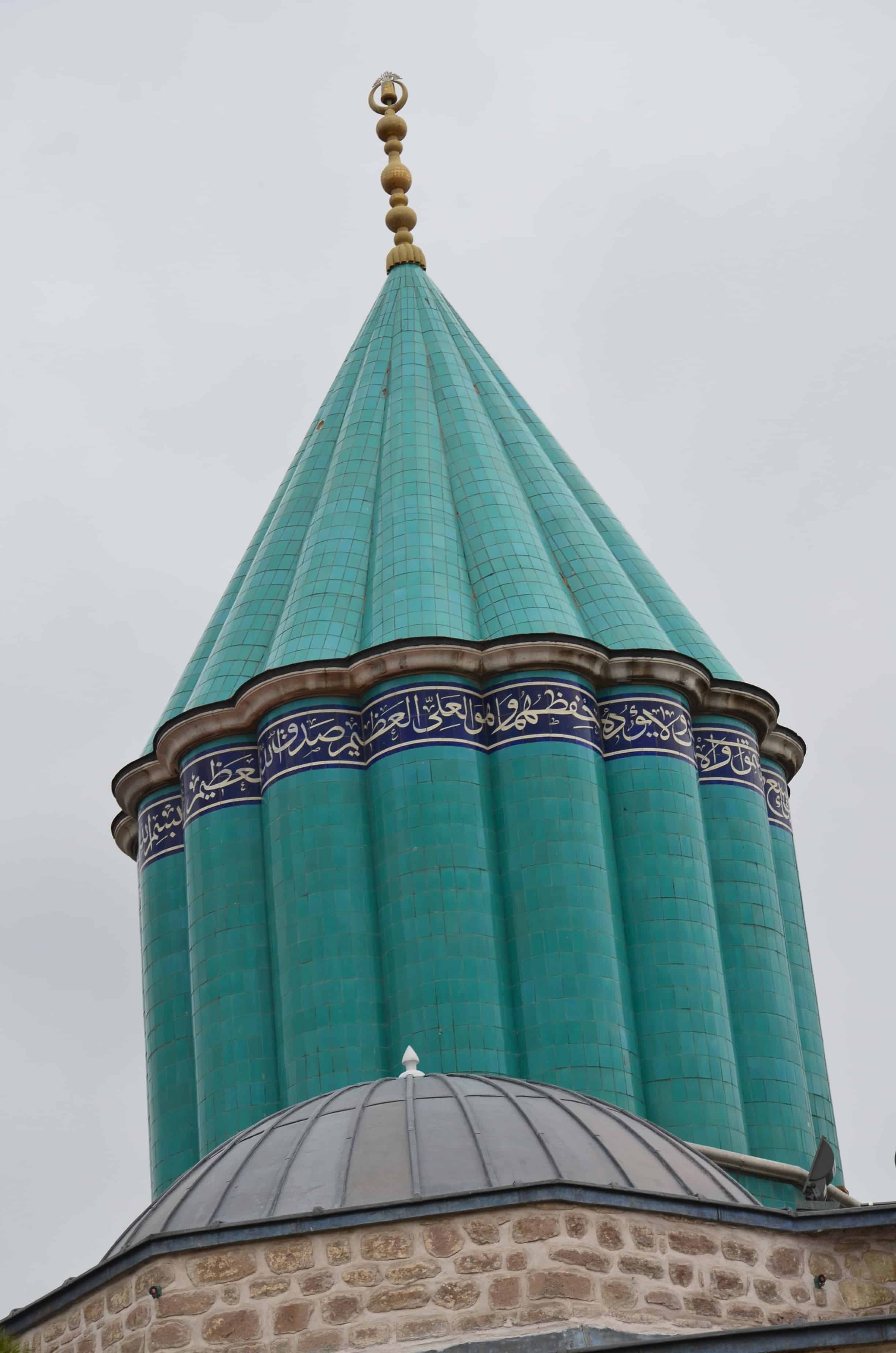 Dome above Rumi's tomb at the Mevlana Museum in Konya, Turkey