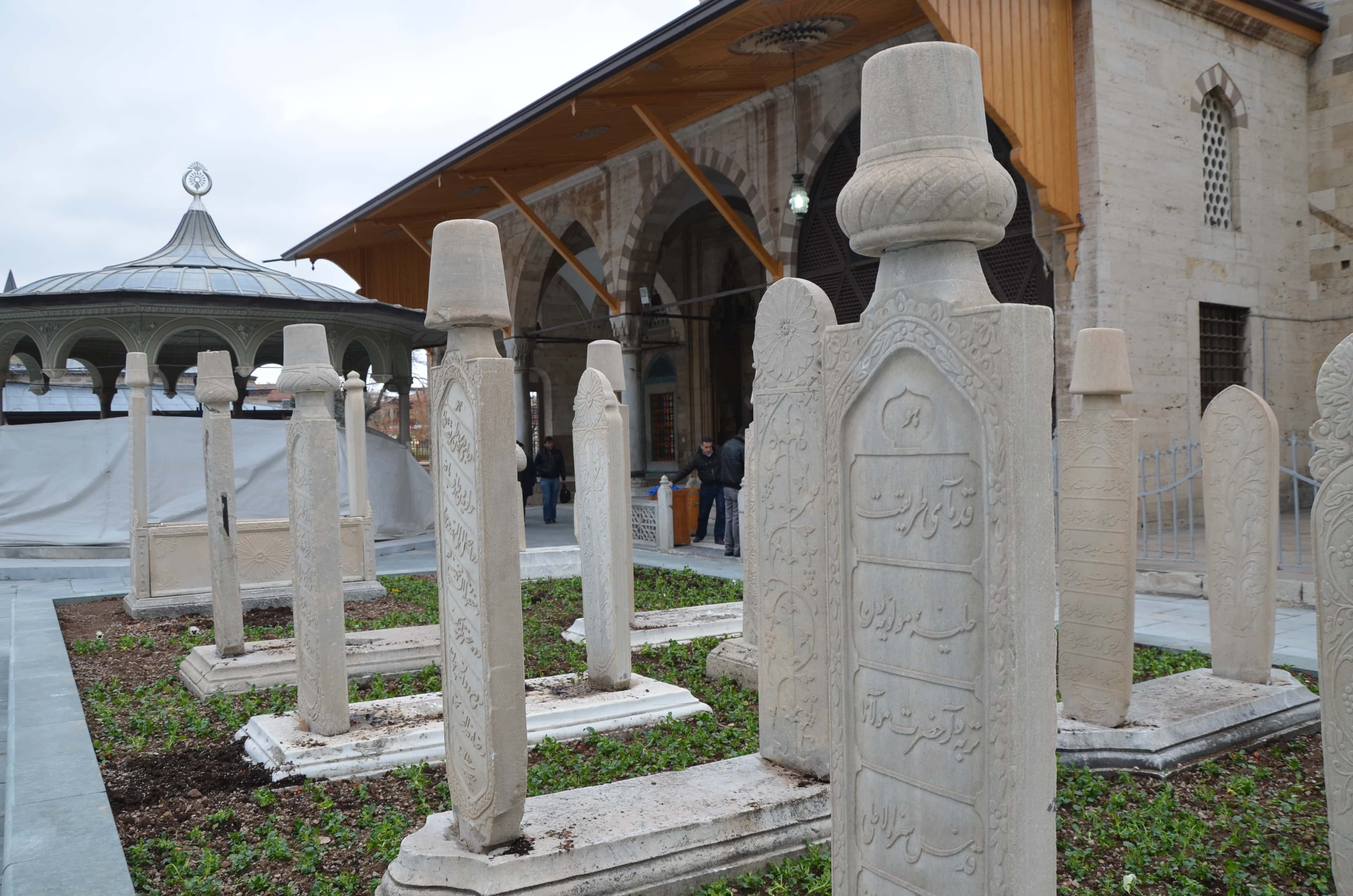 Ottoman tombs at the Mevlana Museum in Konya, Turkey