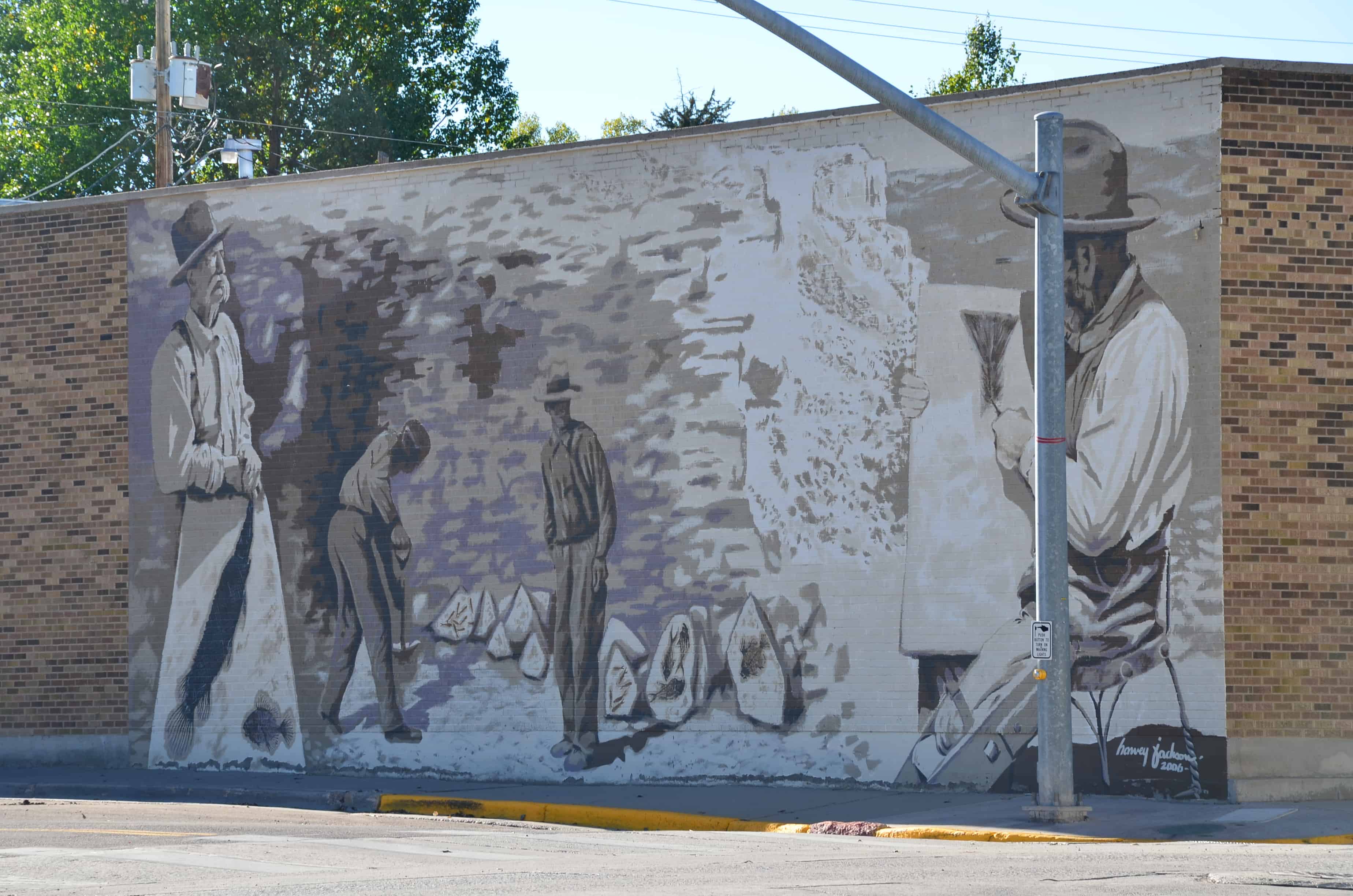 A mural on the square in Kemmerer, Wyoming