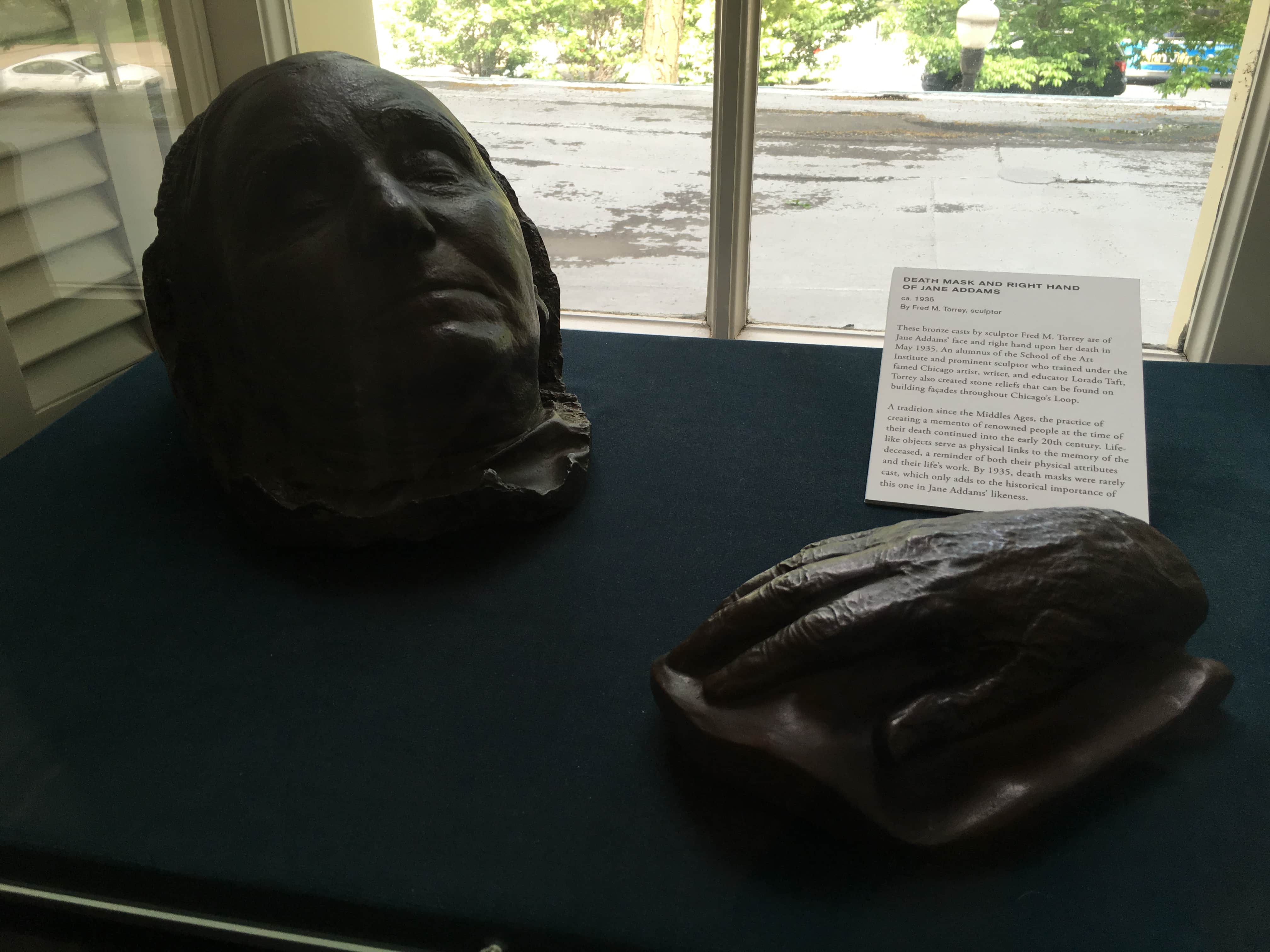 Death mask of Jane Addams at the Hull House in Chicago, Illinois