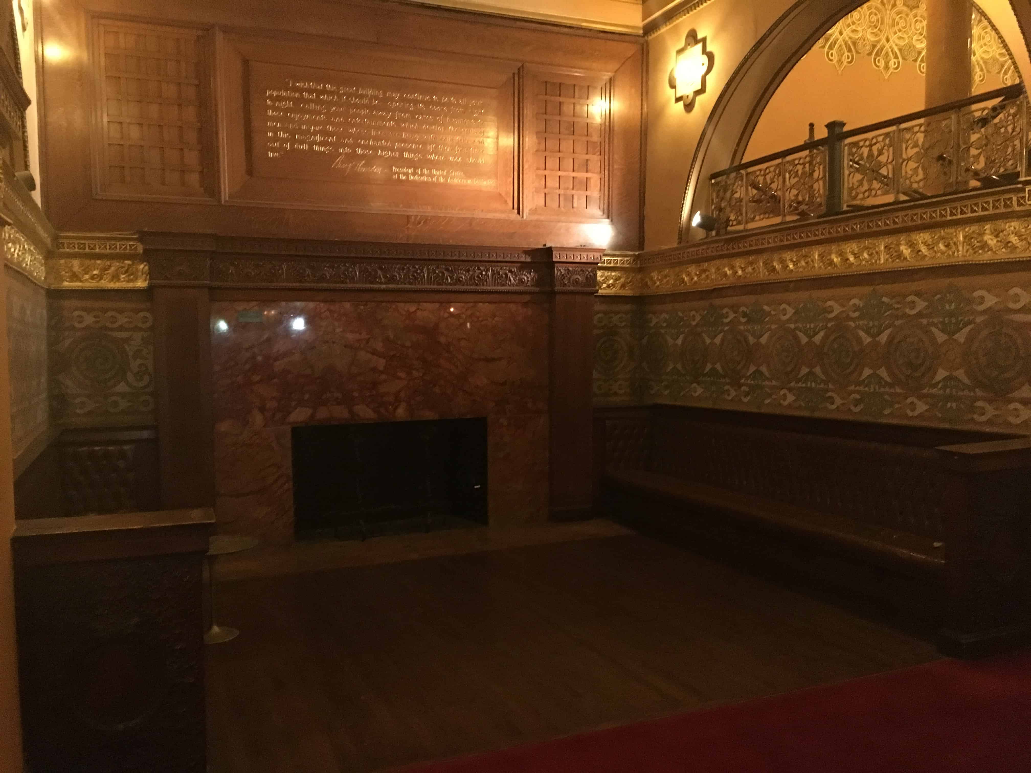 Fireplace in the Auditorium Theatre in Chicago, Illinois