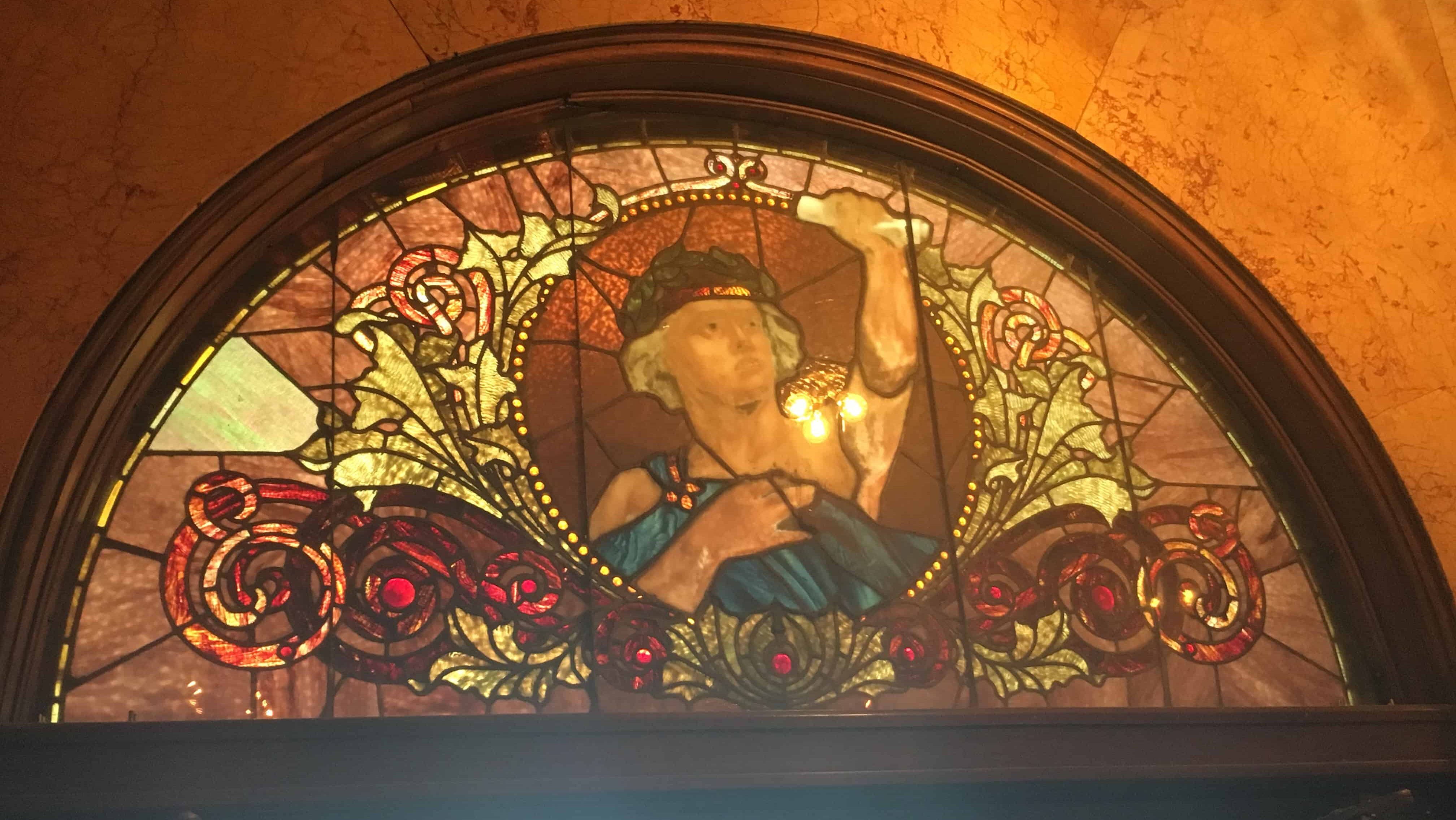 Stained glass in the Auditorium Theatre in Chicago, Illinois