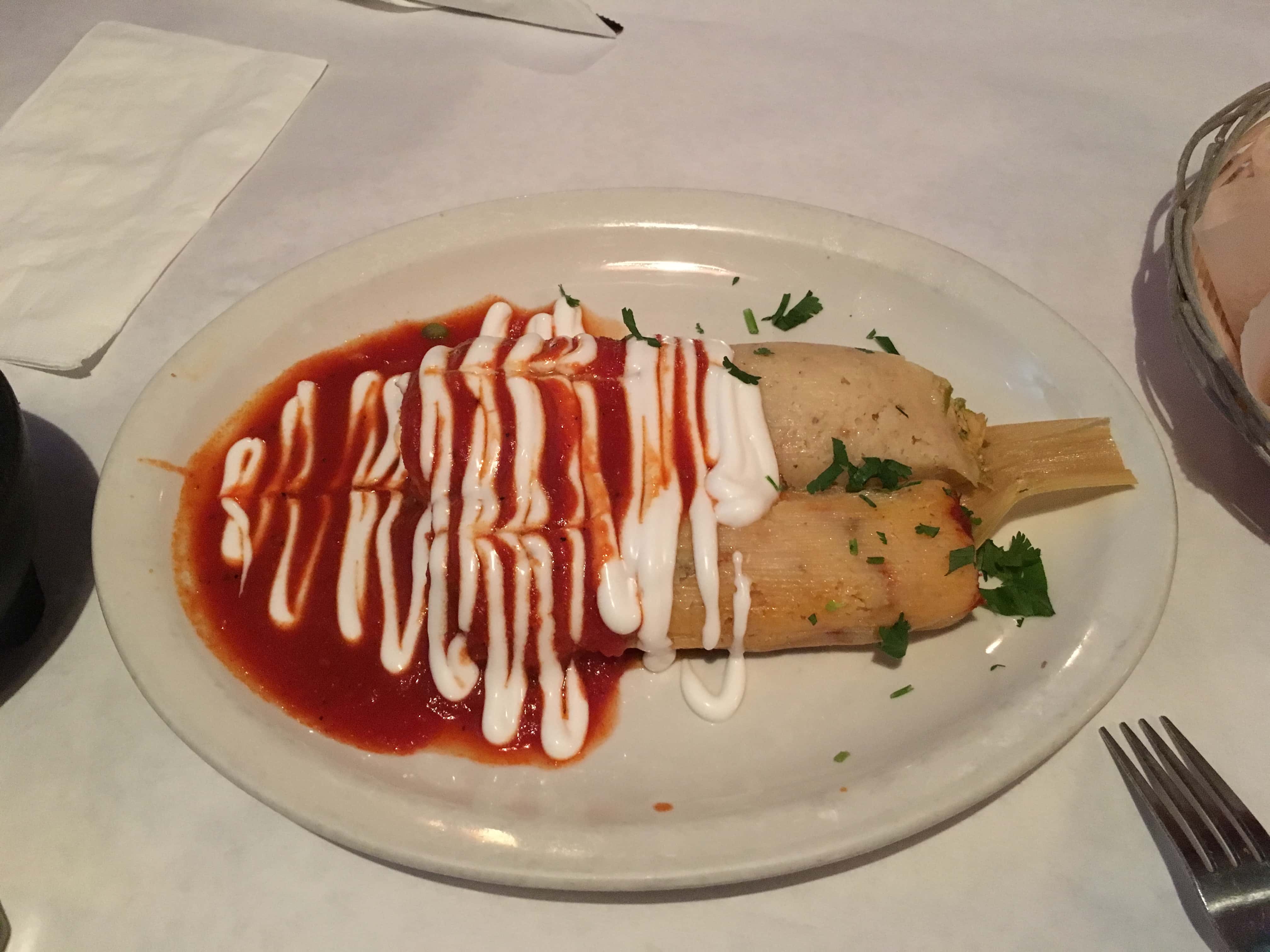 Mayan tamales at La Cantina Grill in Chicago, Illinois