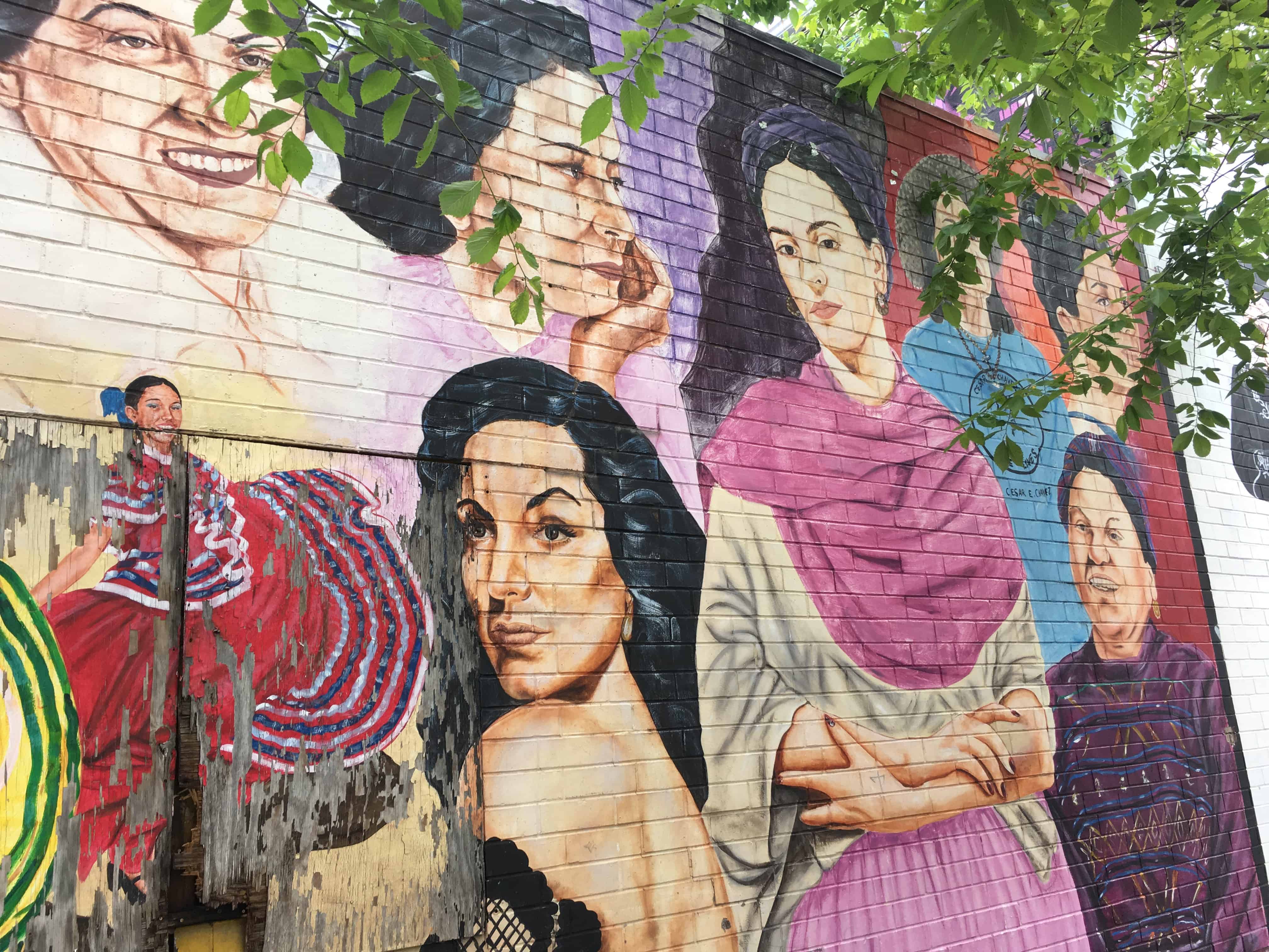 Mural of important Latina women at 18th and Wood
